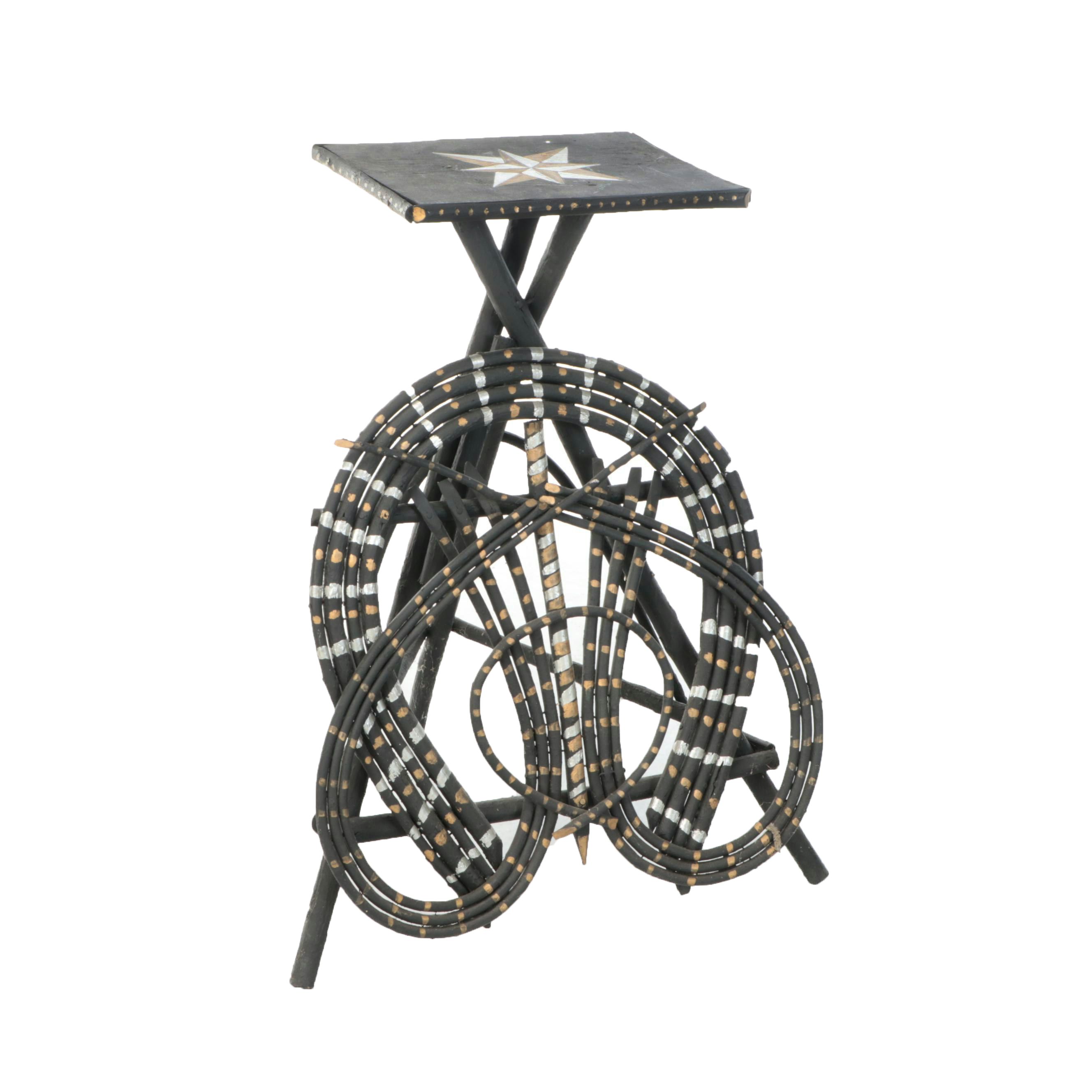 Rustic Parcel-Painted Willow Accent Table