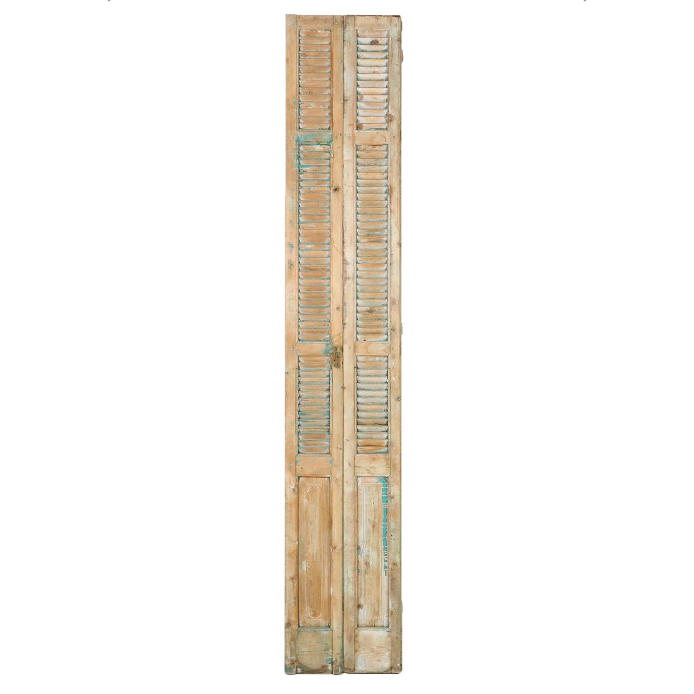 French Provincial Style Painted Wood Narrow Shutters, Late 19th/ Early 20th C.