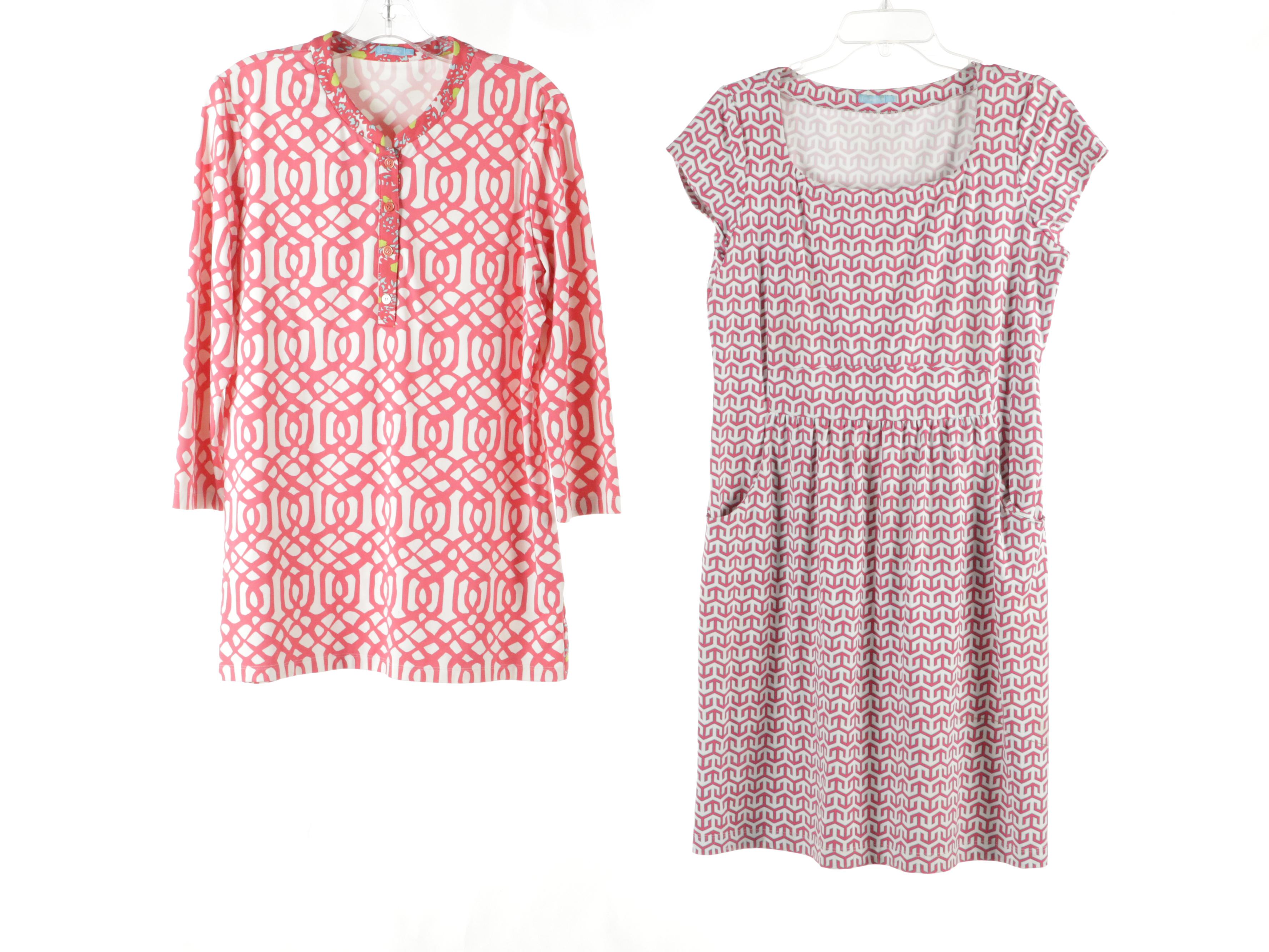 Lilly Pulitzer Silk Printed Blouse with J. McLaughlin Shift Dress & Printed Tops