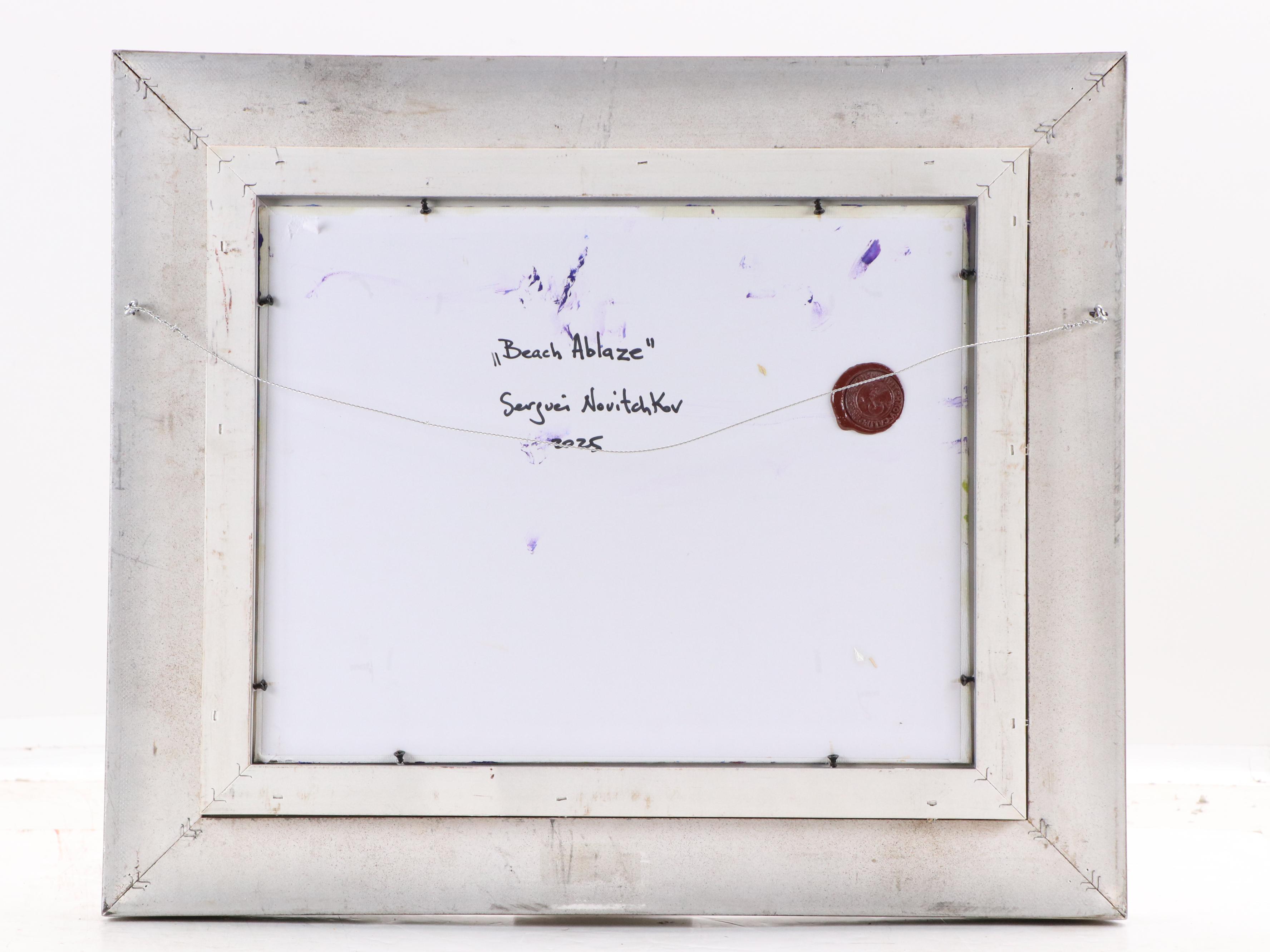 Serguei Novitchkov Stylized Landscape Oil Painting "Beach Ablaze," 2025