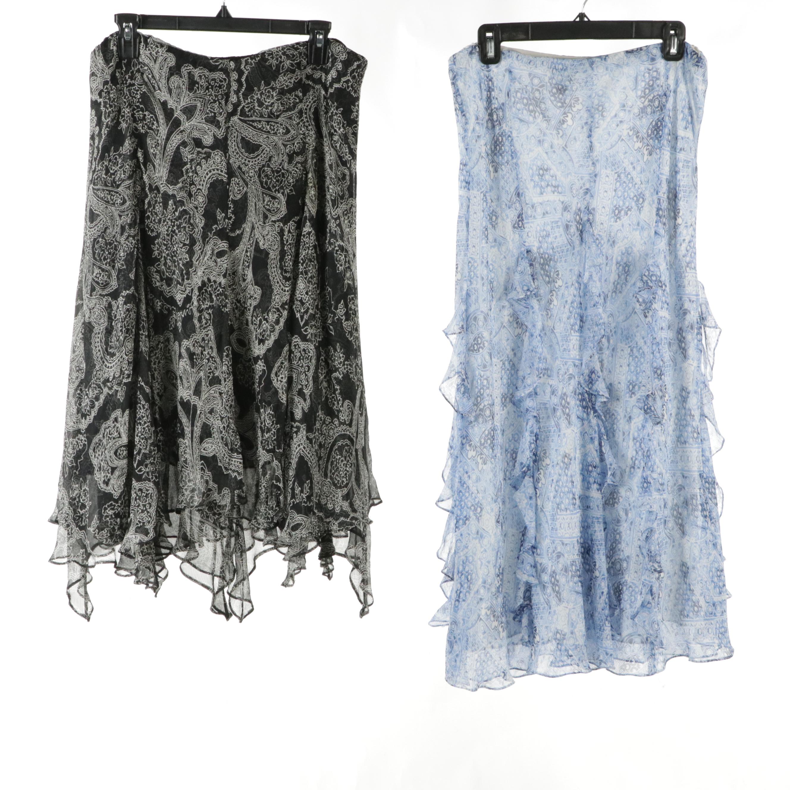 Lauren Ralph Lauren Silk Printed Flowy Midi Skirts