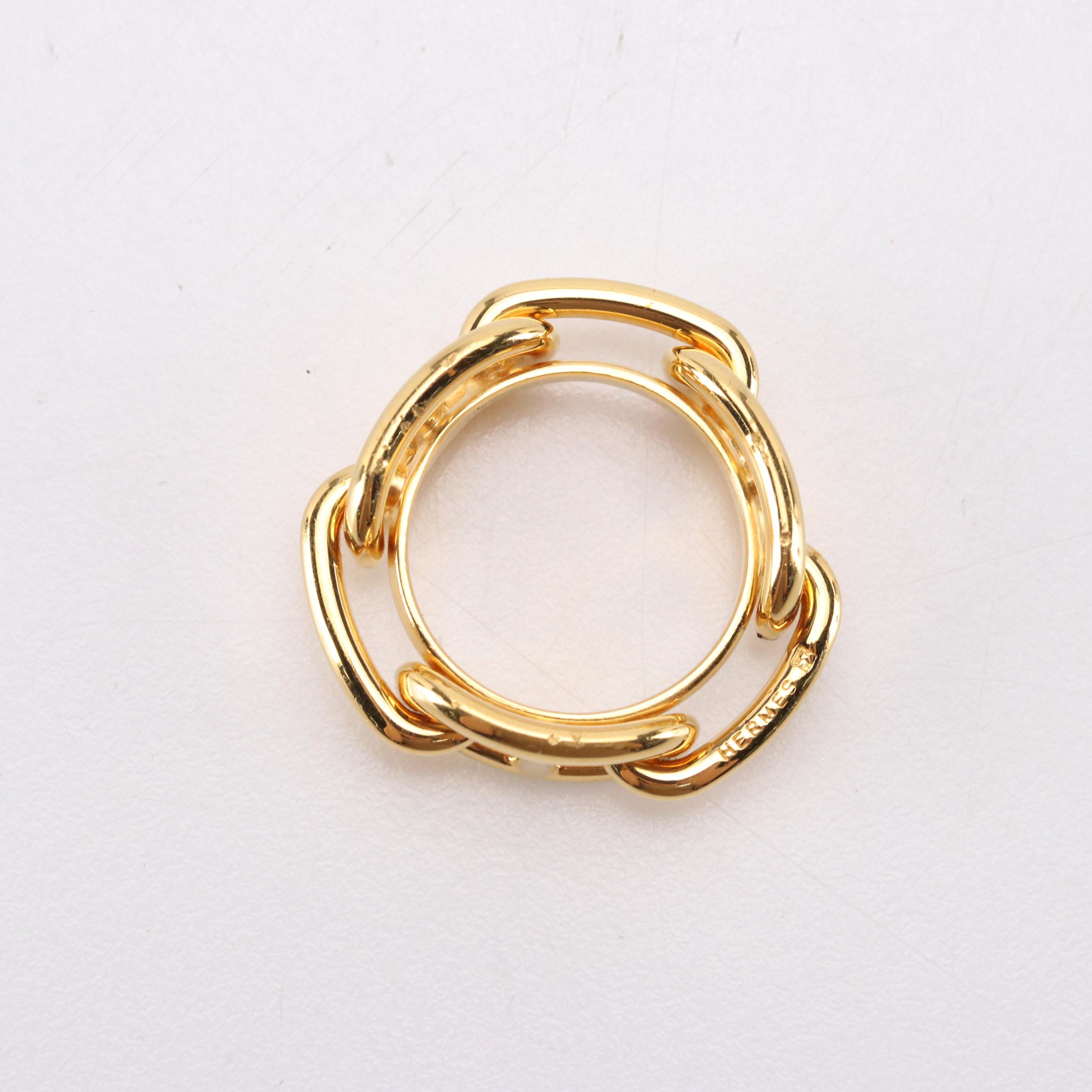 Hermès Bijouterie Fantaisie Gold Plated Chaine D’Ancre Scarf Ring