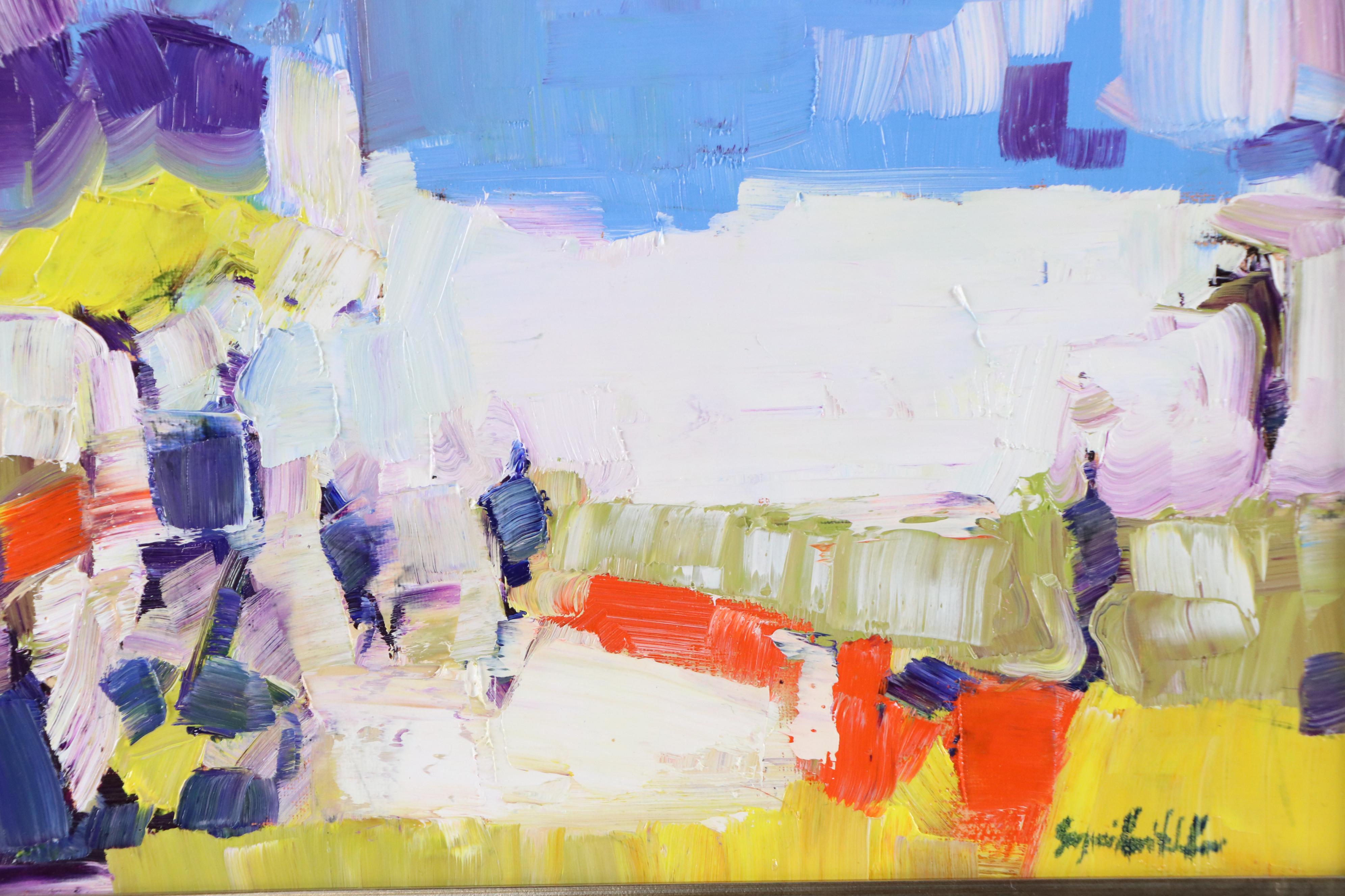 Serguei Novitchkov Stylized Landscape Oil Painting "Shimmer of Heat," 2025