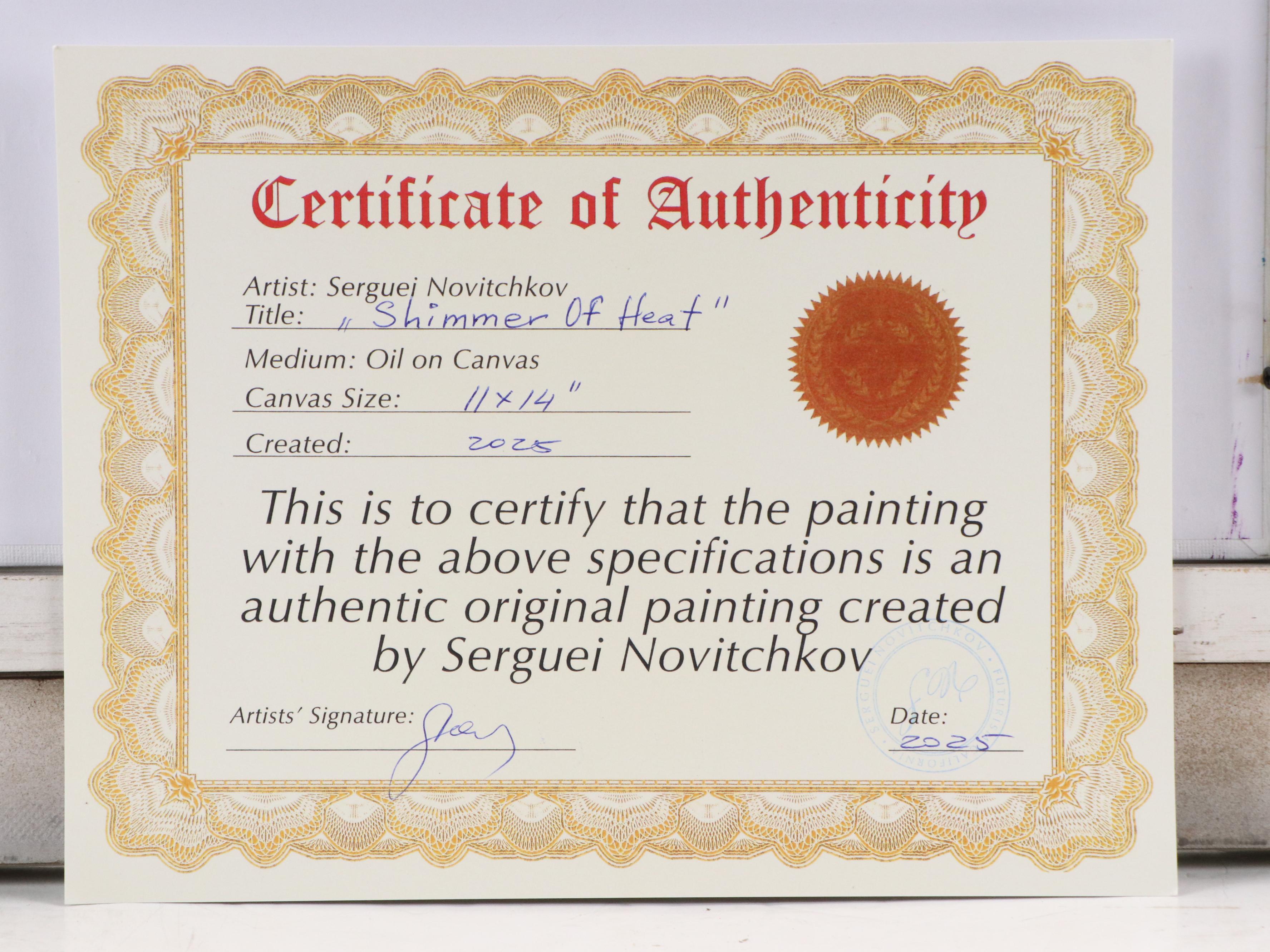 Serguei Novitchkov Stylized Landscape Oil Painting "Shimmer of Heat," 2025