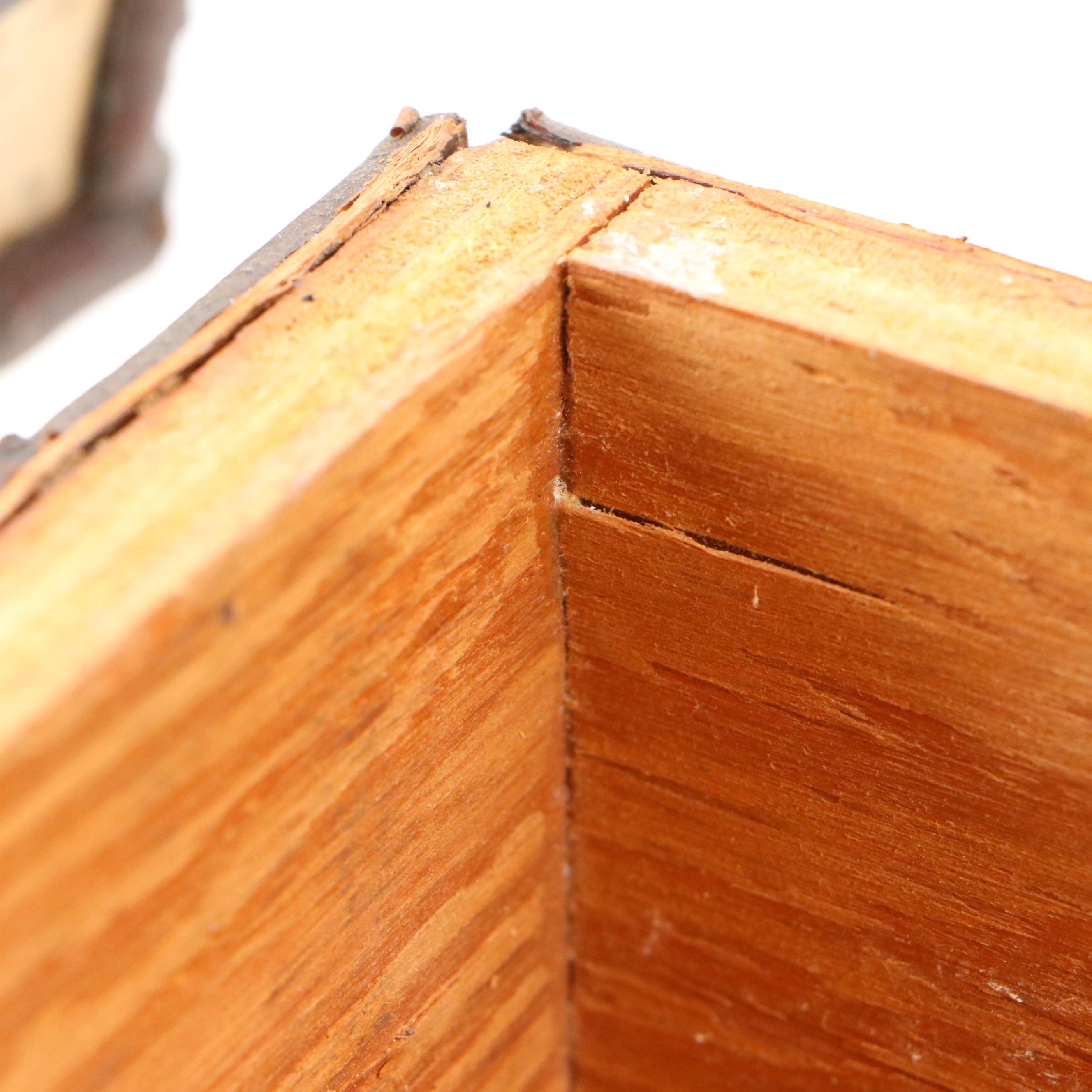 Robert Beaven Folk Art Antlers and Birch Veneer Wooden Box