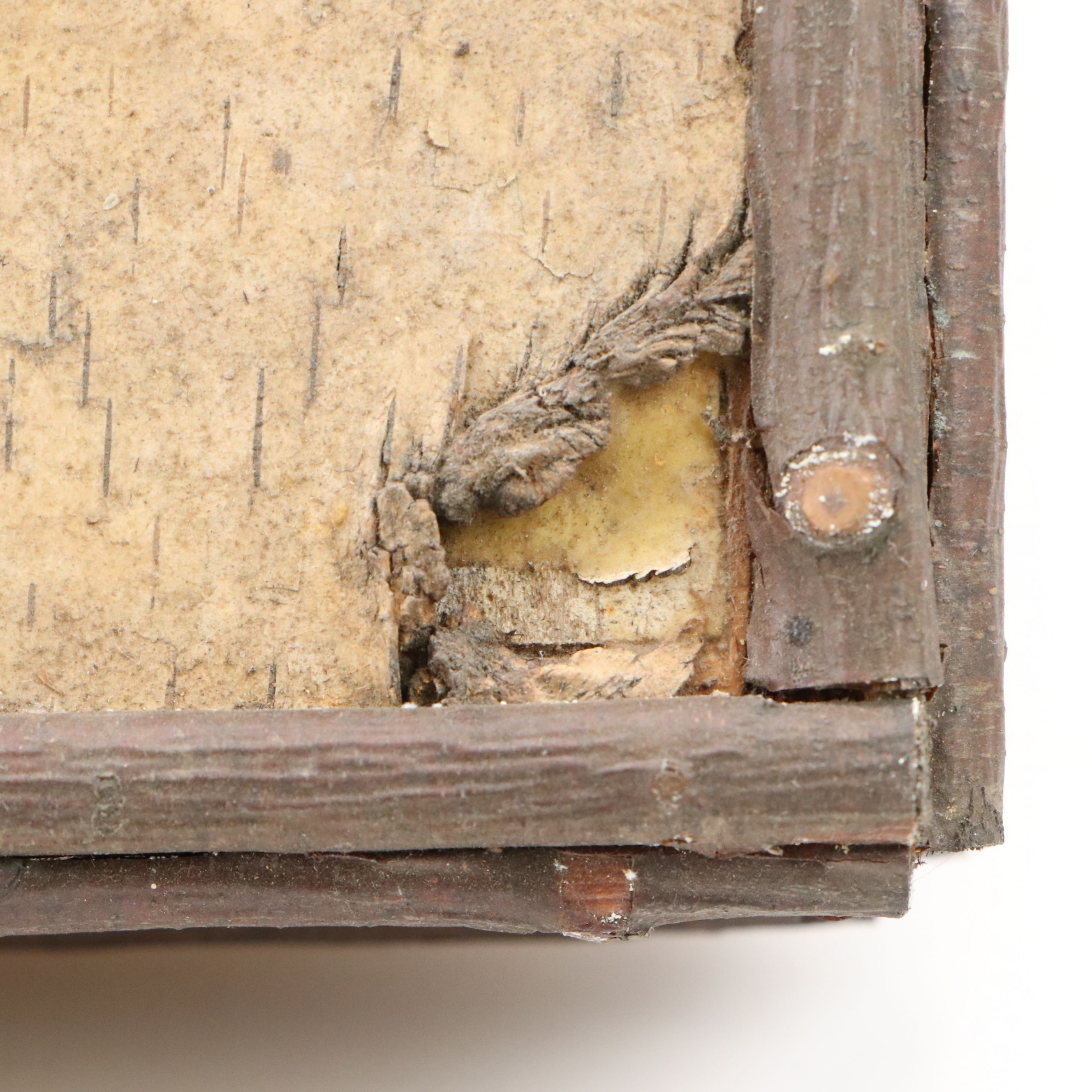 Robert Beaven Folk Art Antlers and Birch Veneer Wooden Box