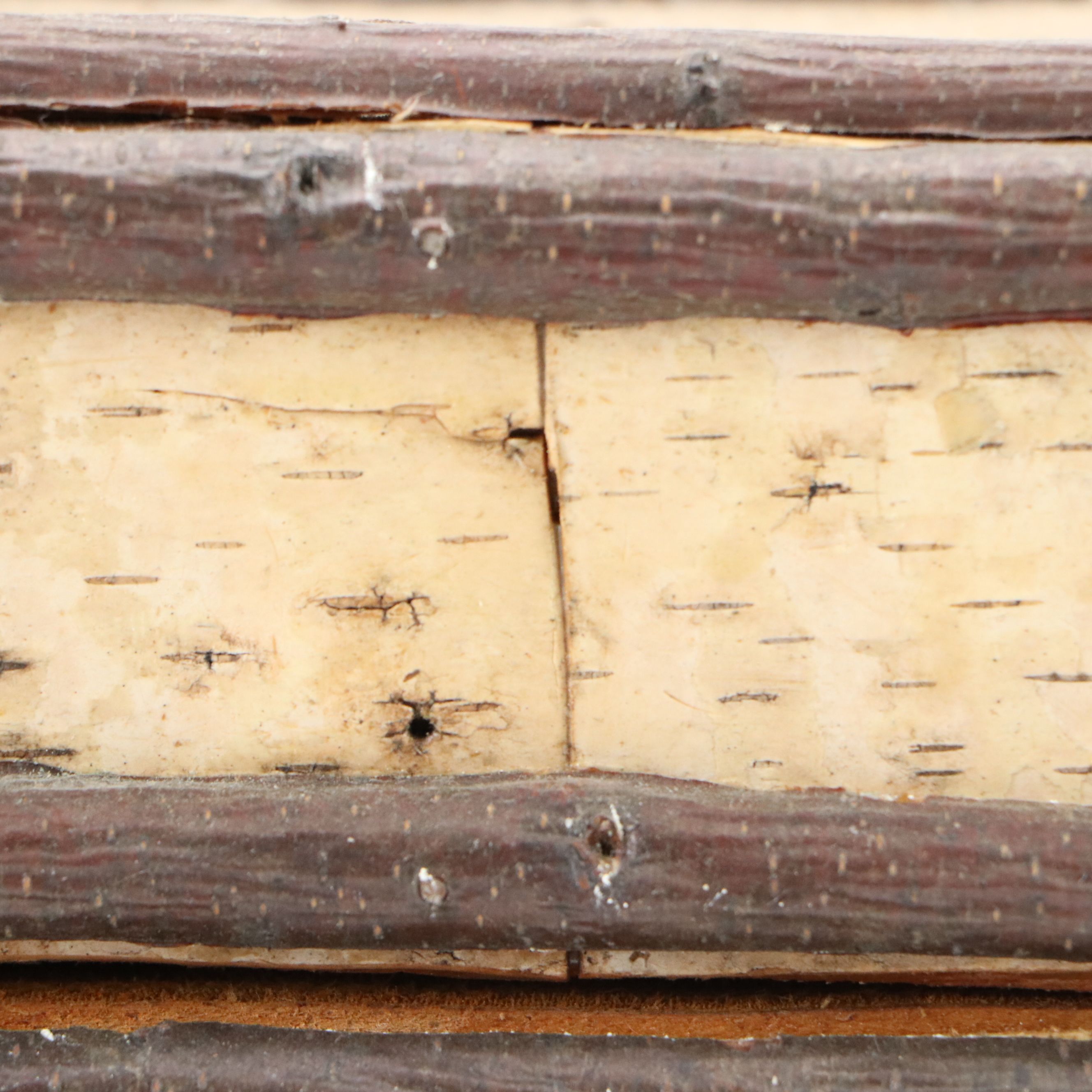 Robert Beaven Folk Art Antlers and Birch Veneer Wooden Box