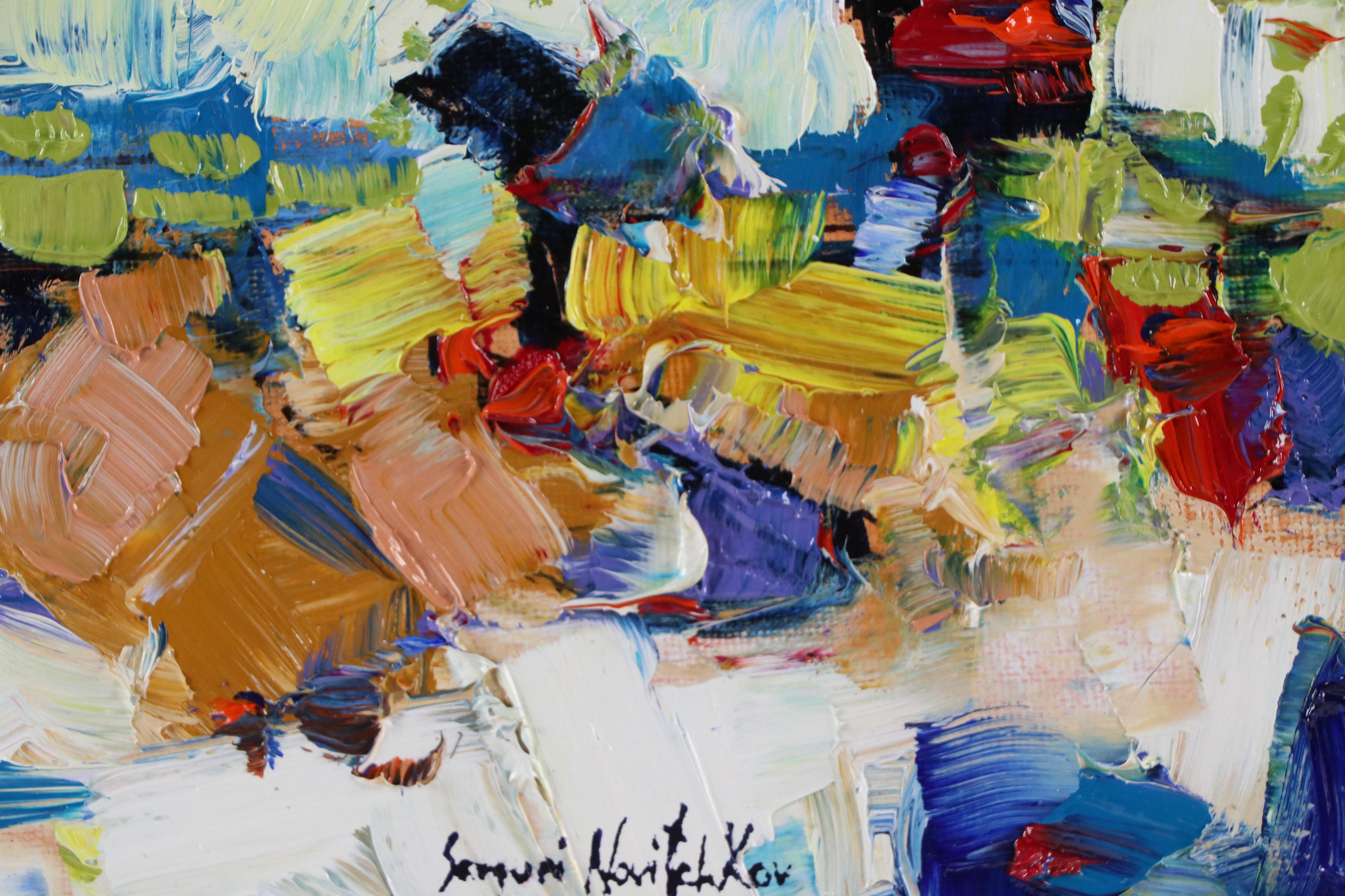 Serguei Novitchkov Stylized Landscape Oil Painting "Blazing Serenity," 2025