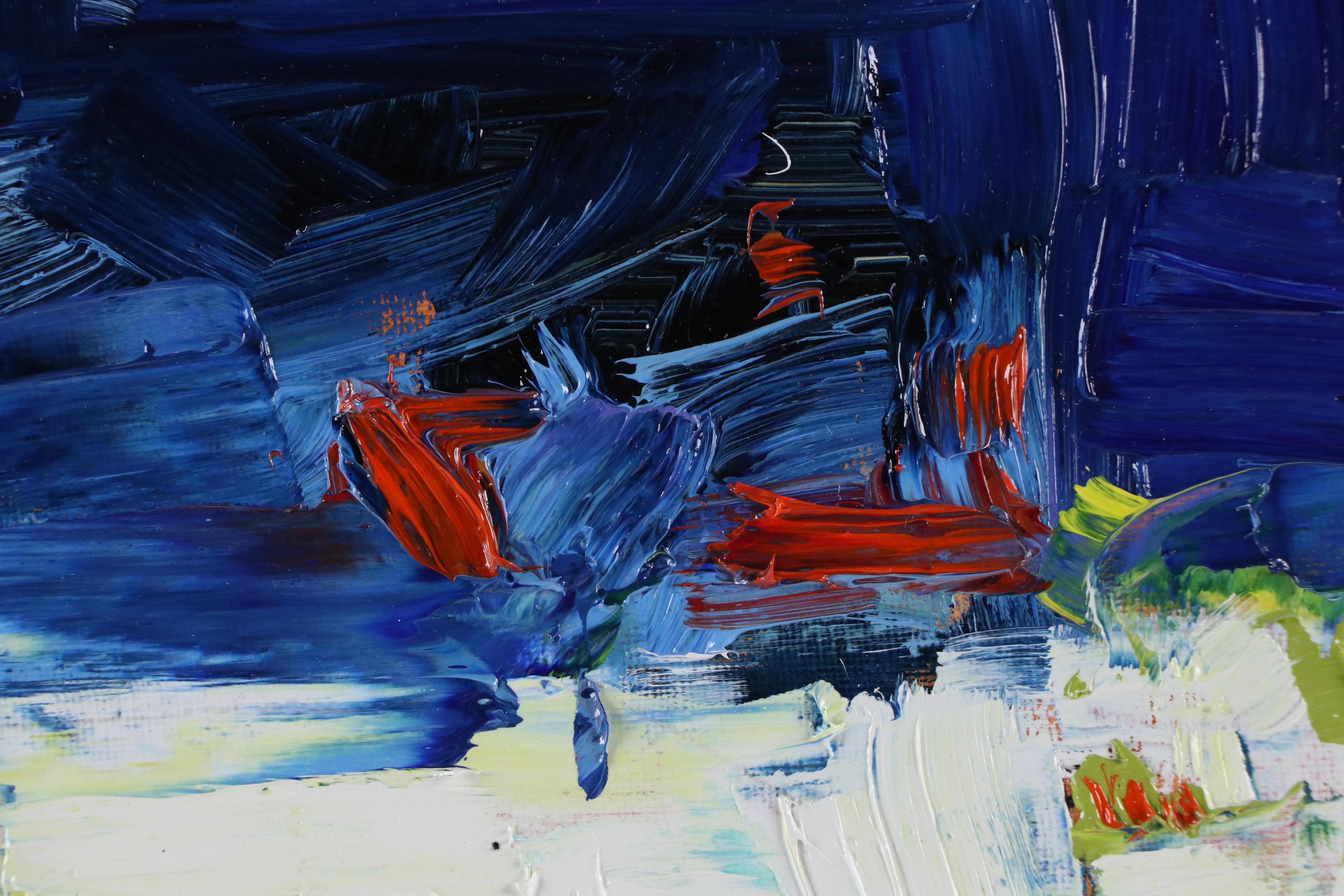 Serguei Novitchkov Stylized Landscape Oil Painting "Blazing Serenity," 2025