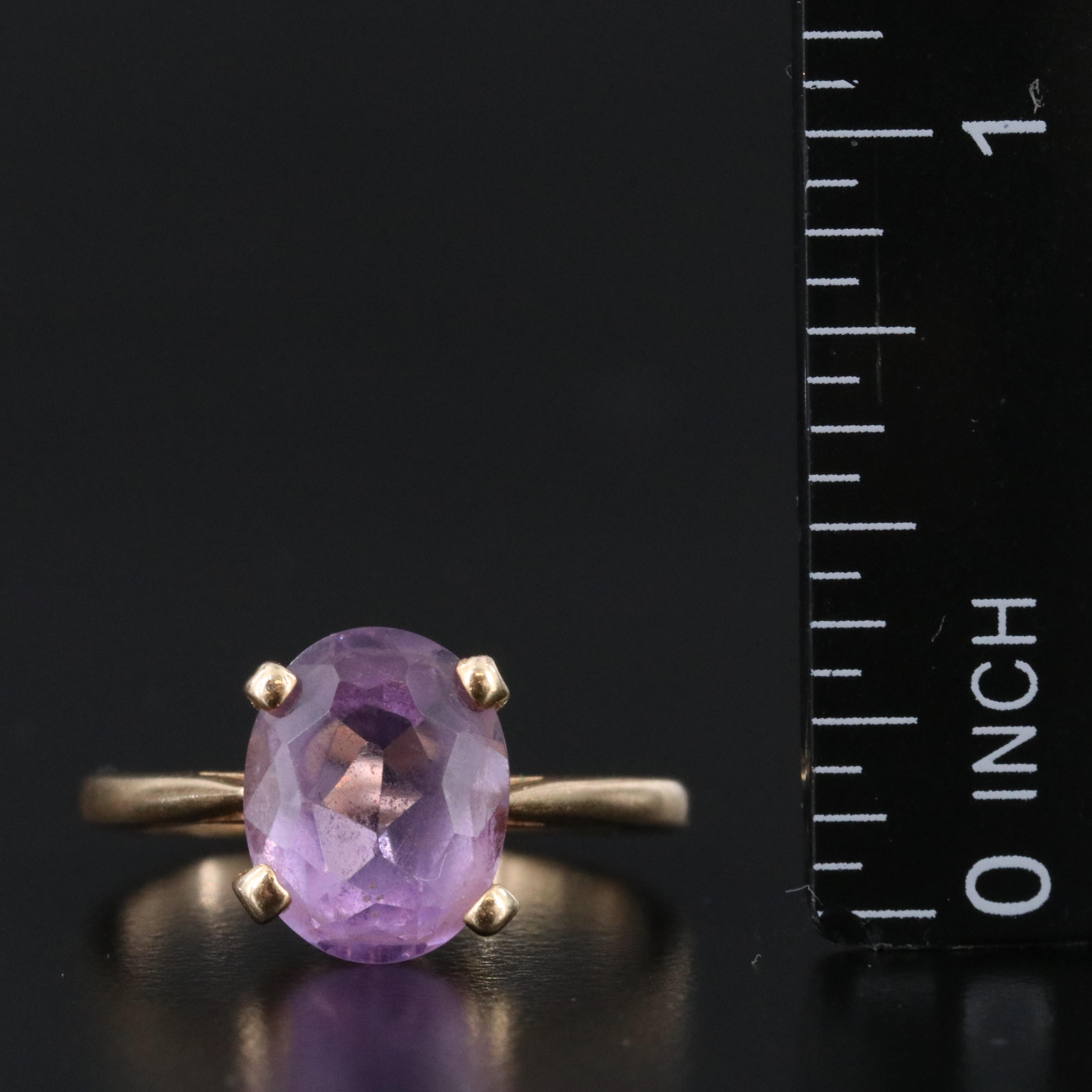 14K Amethyst Solitaire Ring