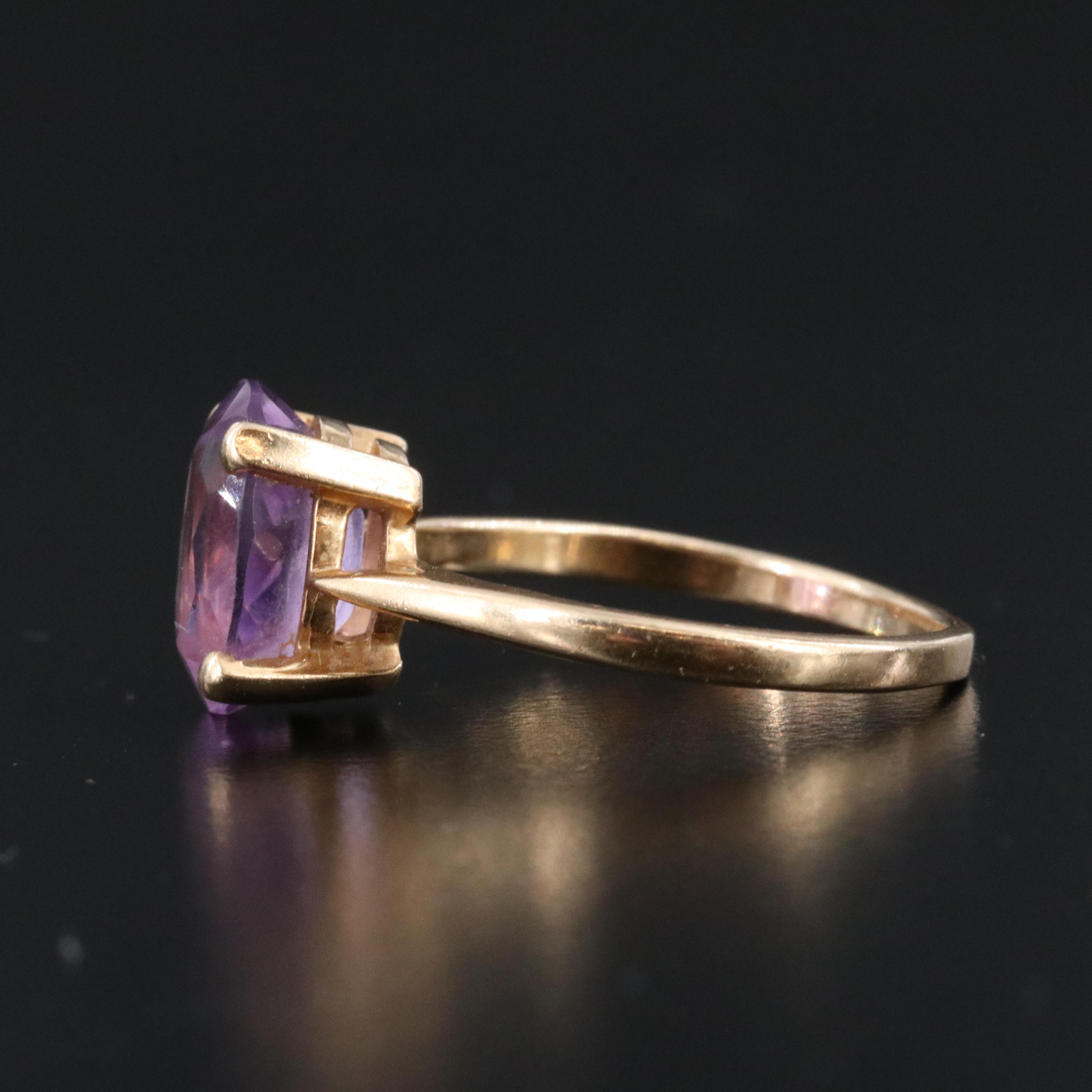 14K Amethyst Solitaire Ring