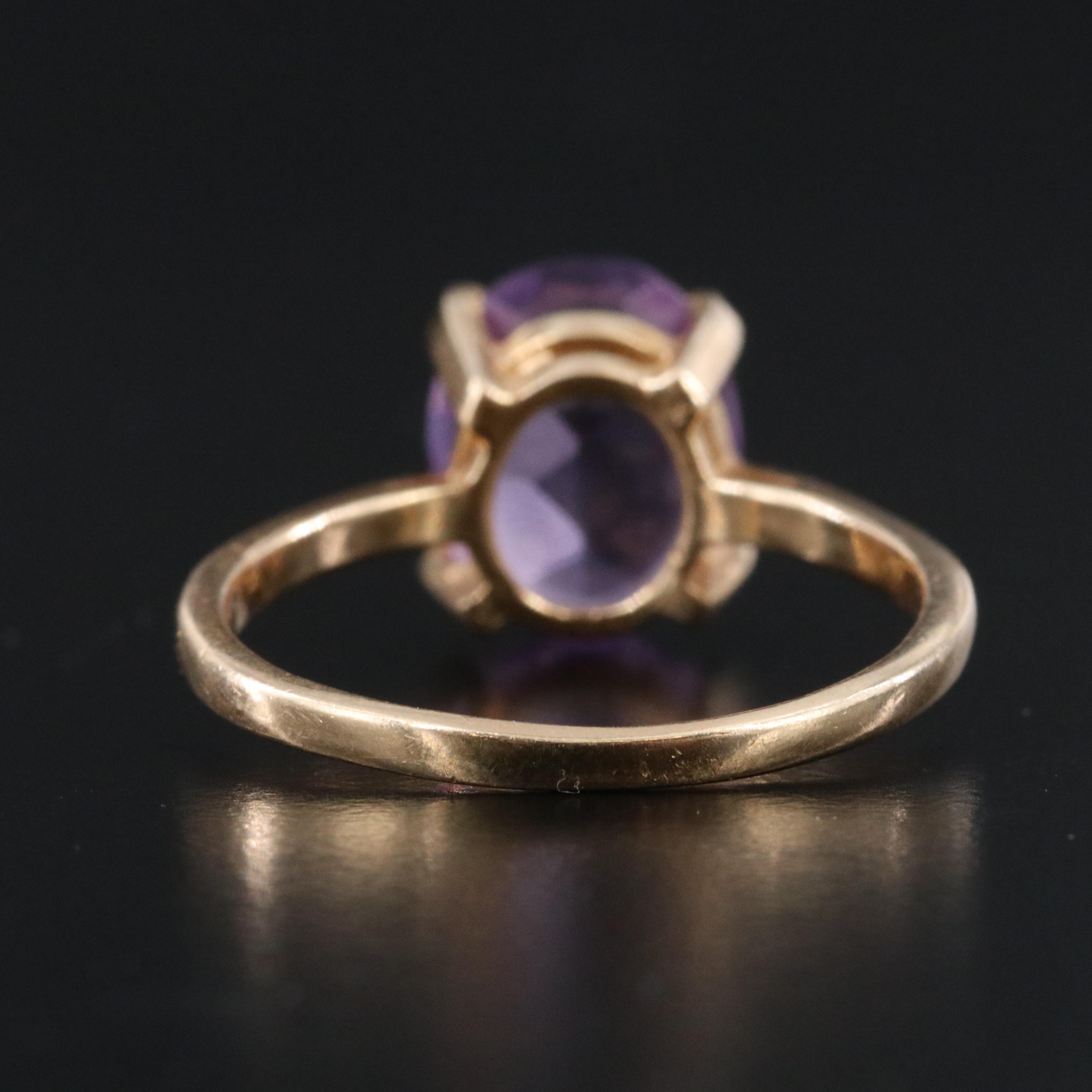 14K Amethyst Solitaire Ring