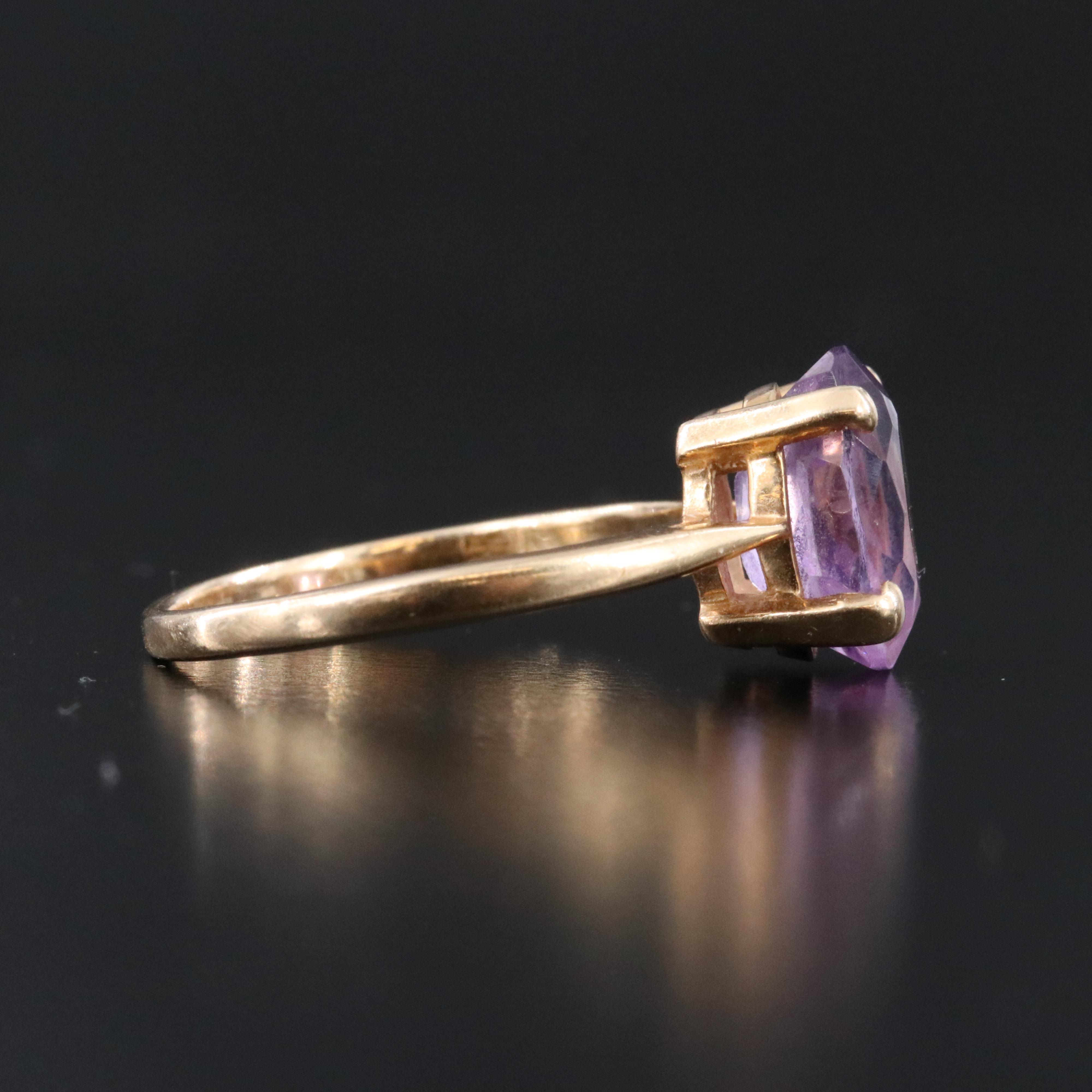 14K Amethyst Solitaire Ring