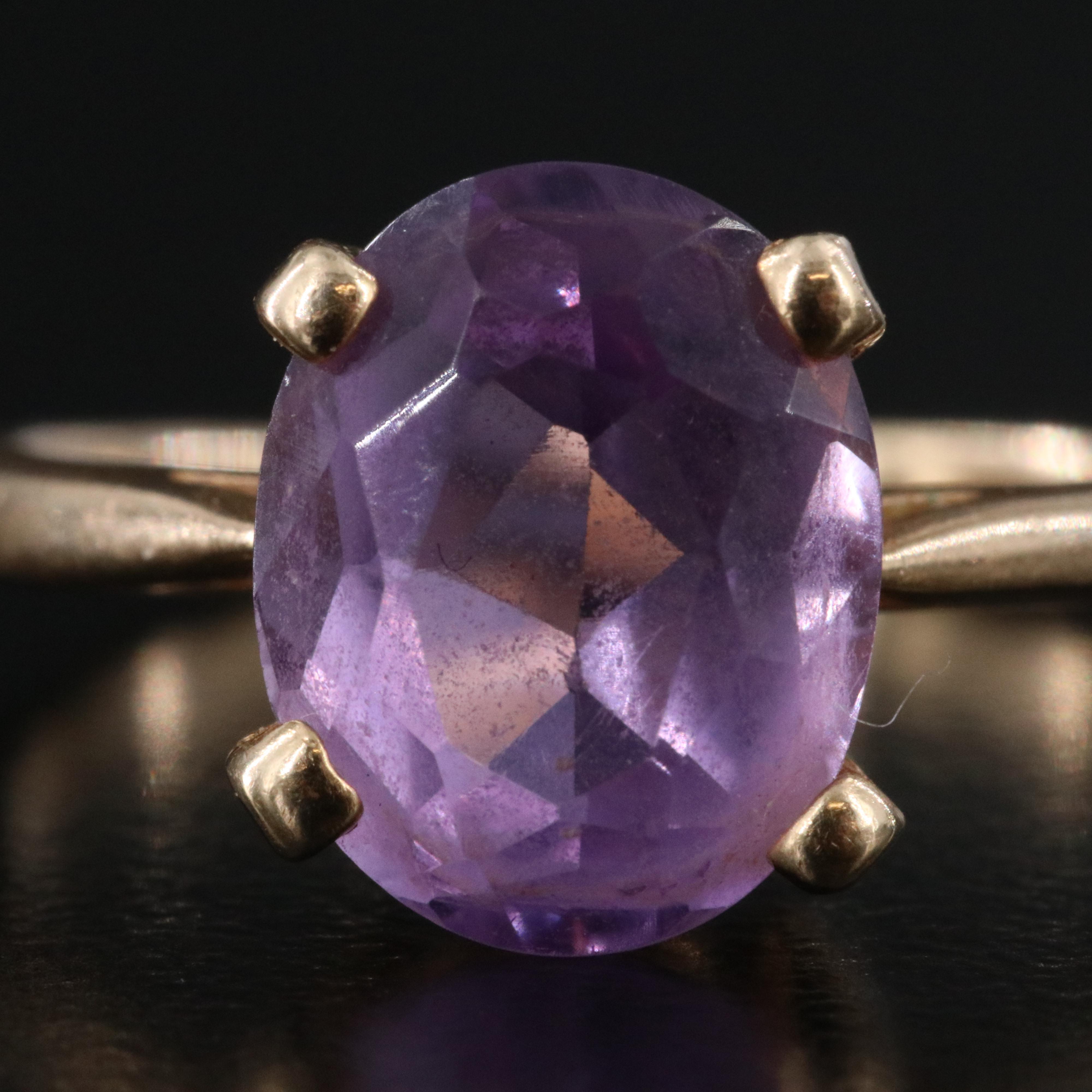 14K Amethyst Solitaire Ring