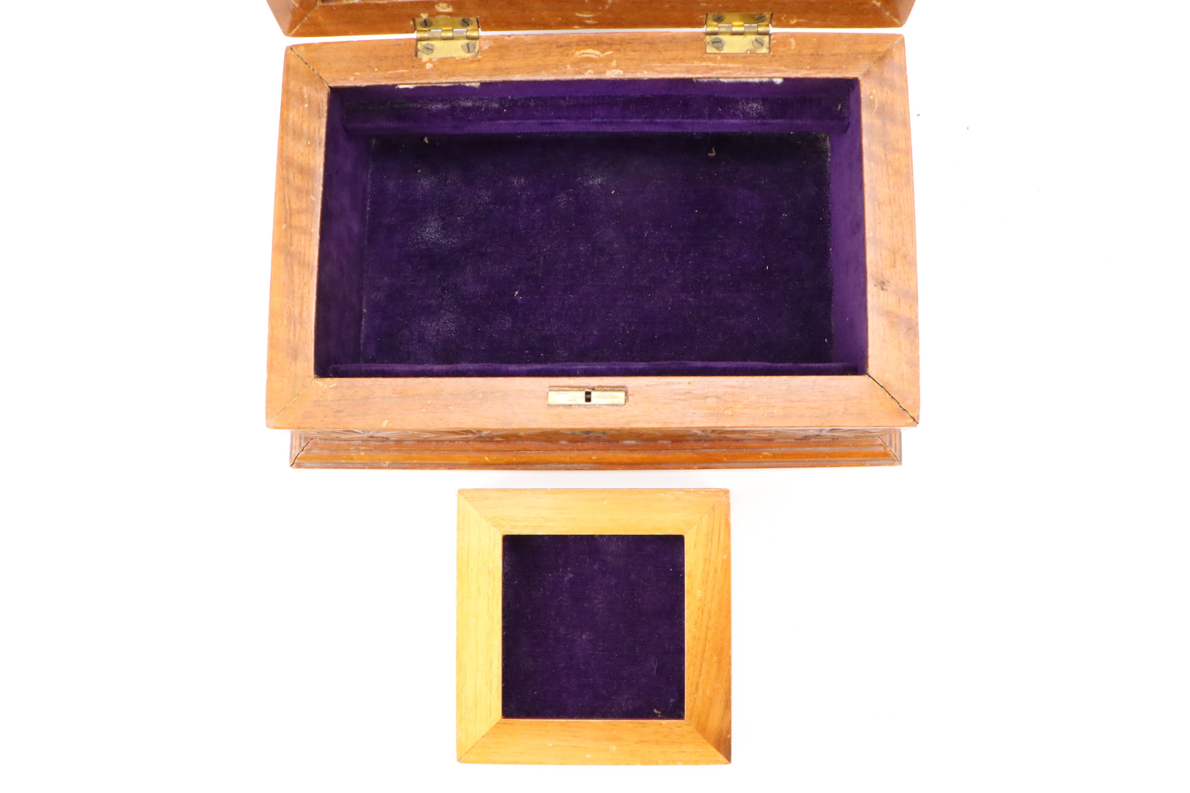 Folk Art Style Fancy Carved Wood Jewelry Box, 20th Century