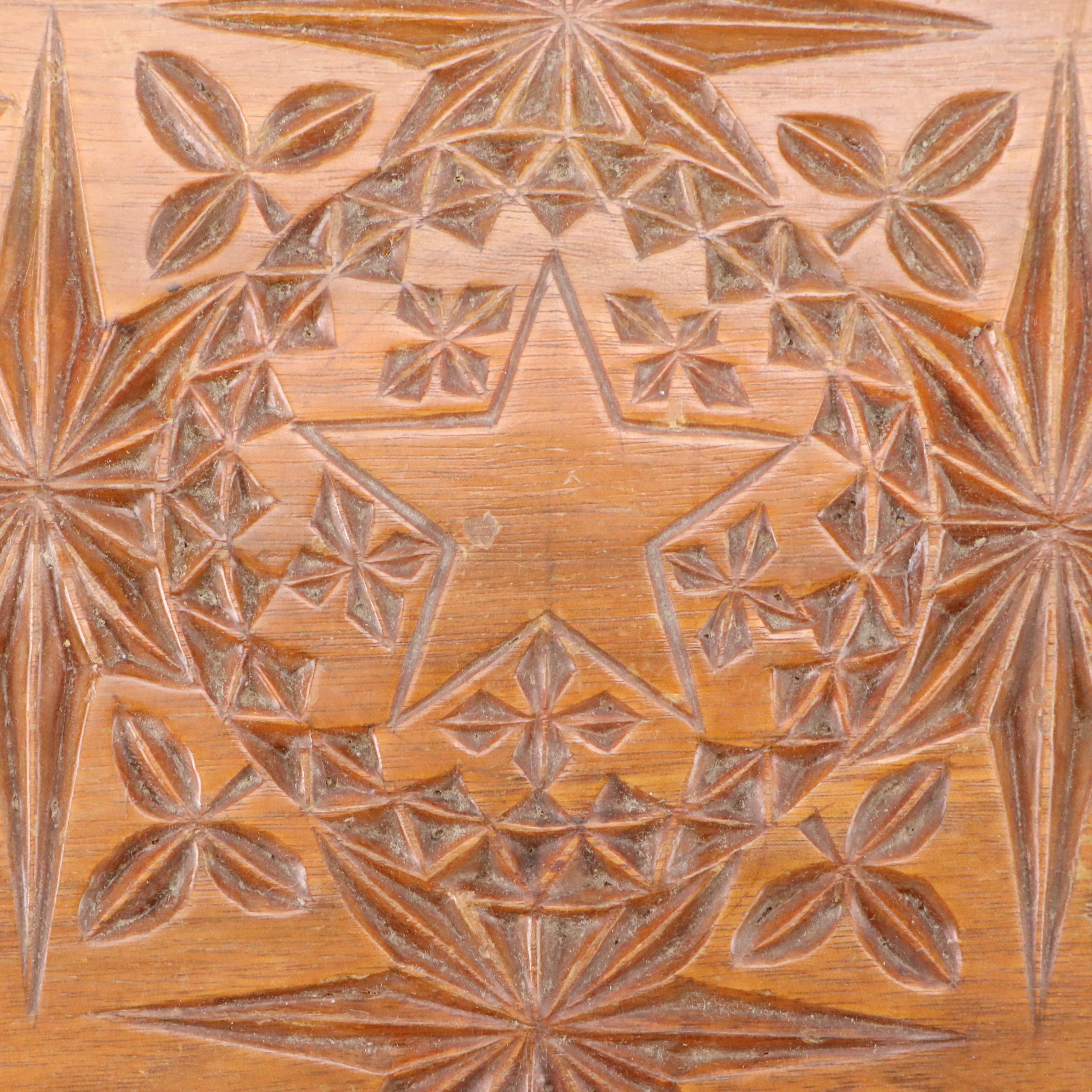 Folk Art Style Fancy Carved Wood Jewelry Box, 20th Century