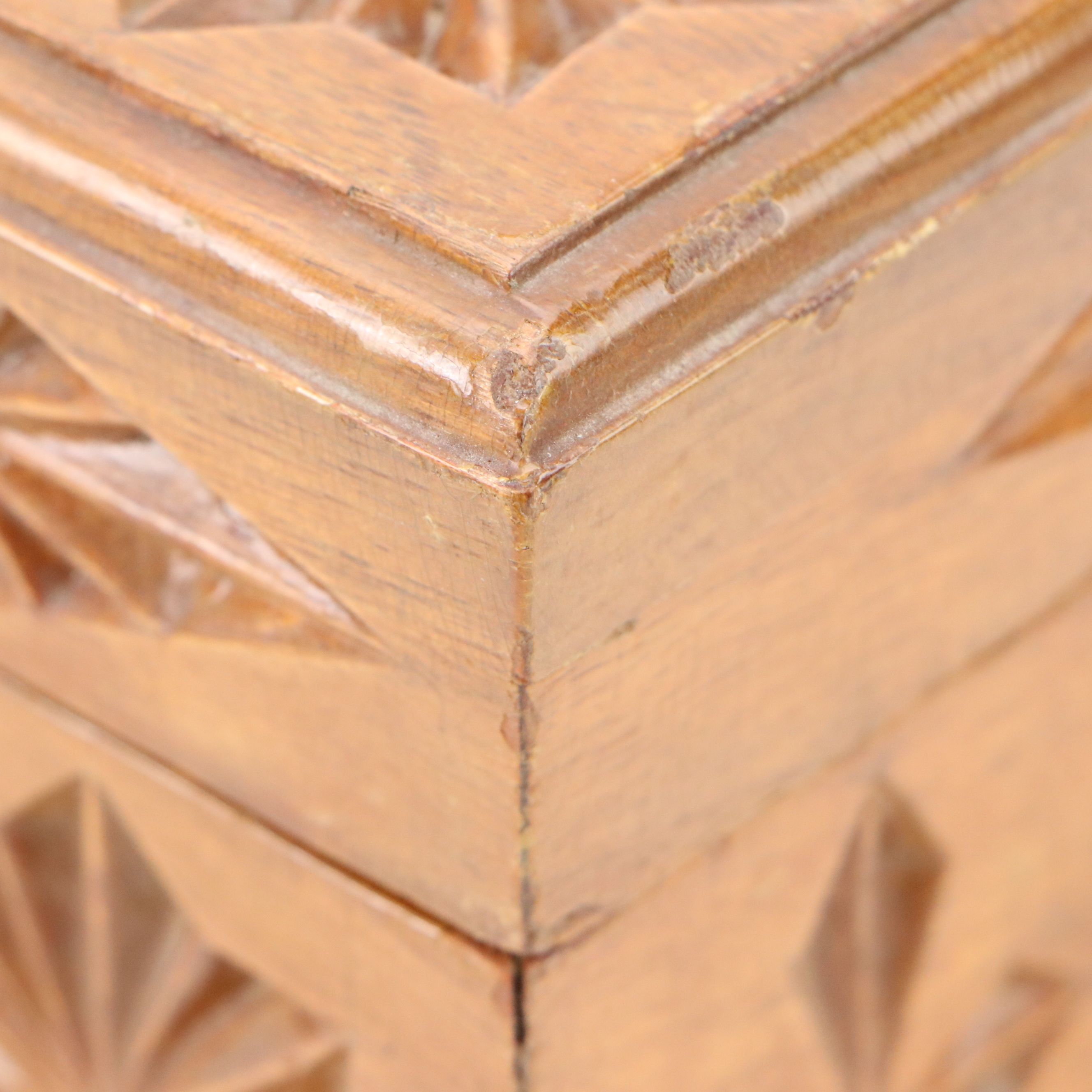 Folk Art Style Fancy Carved Wood Jewelry Box, 20th Century