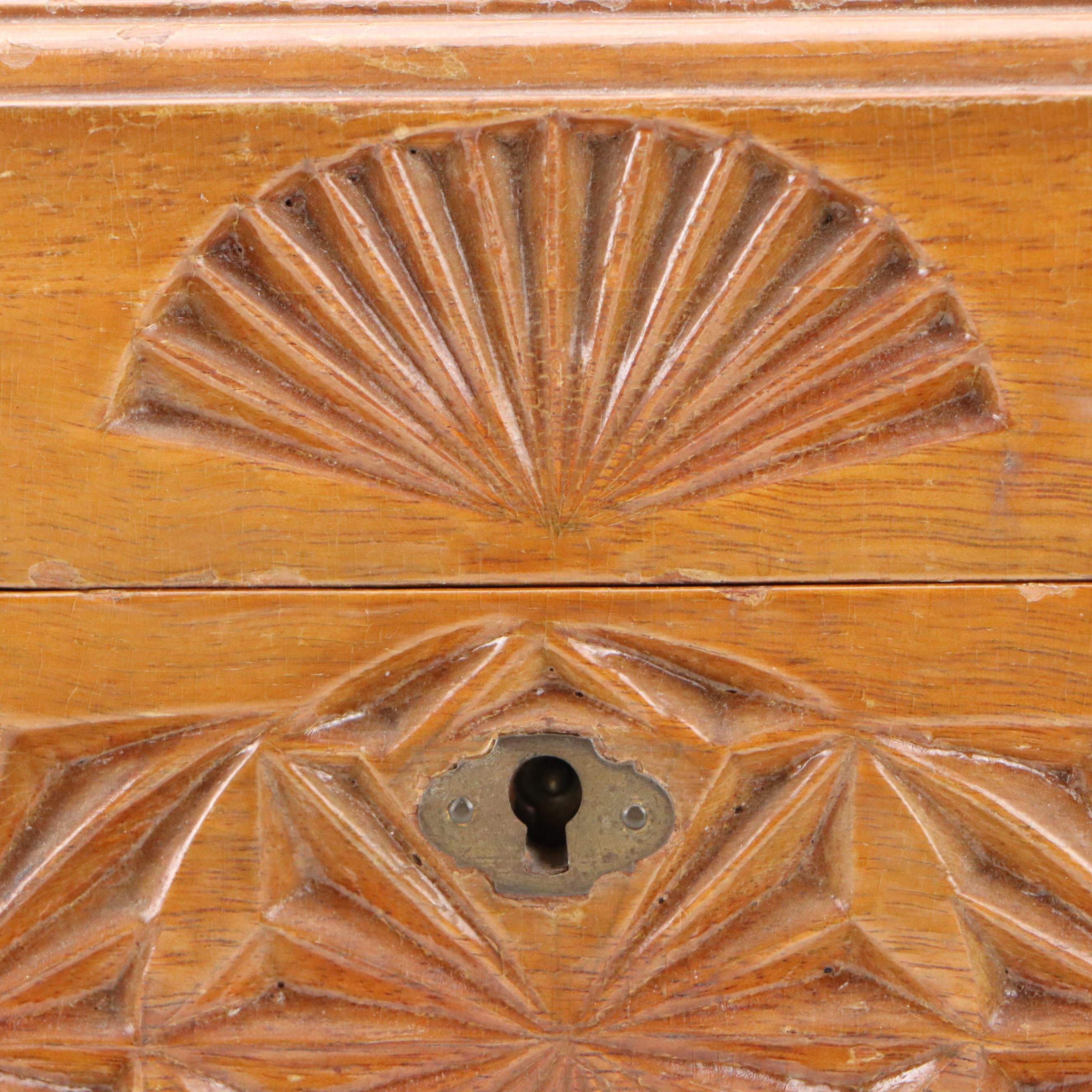 Folk Art Style Fancy Carved Wood Jewelry Box, 20th Century