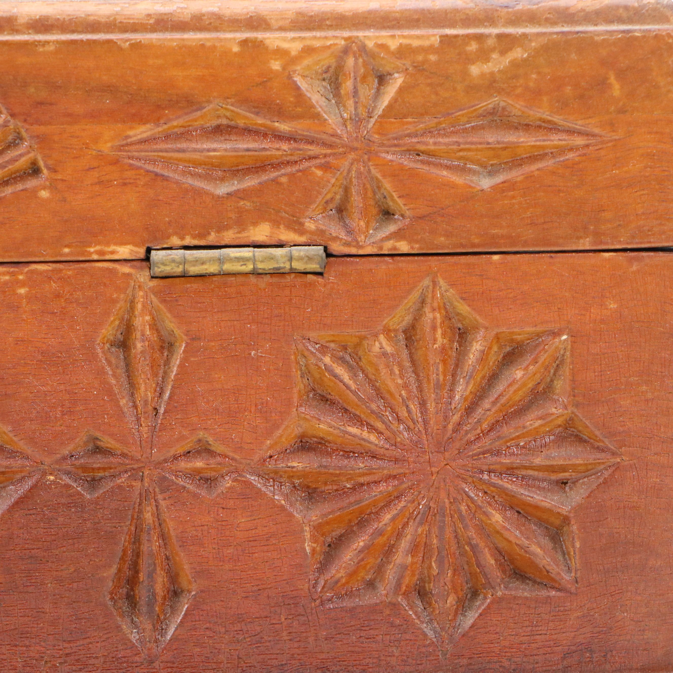 Folk Art Style Fancy Carved Wood Jewelry Box, 20th Century