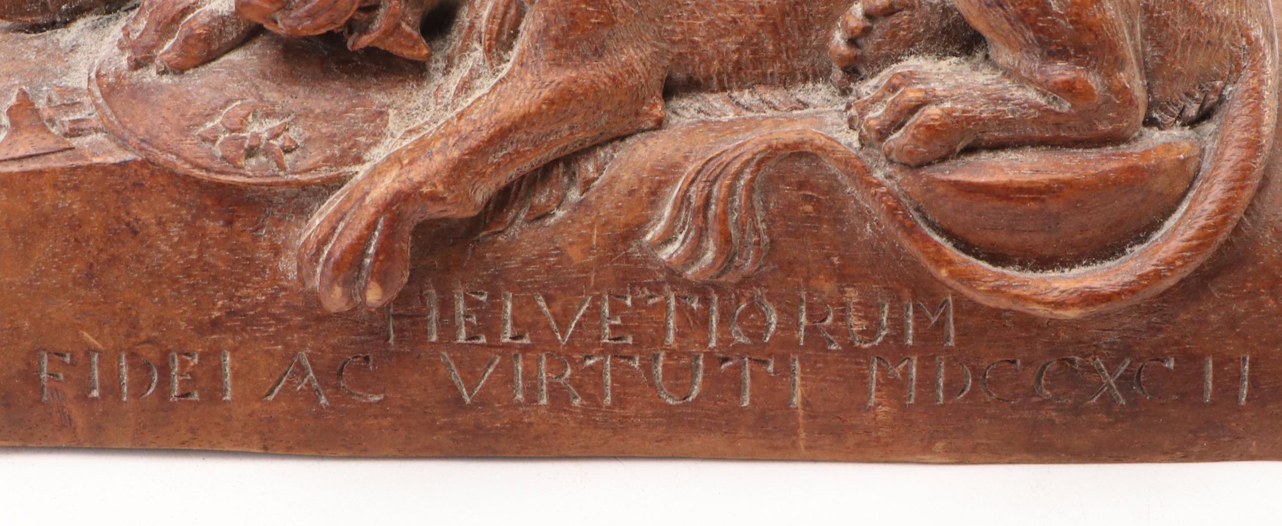 After Bertel Thorvaldsen Carved Wood Sculpture "Lion of Lucerne"