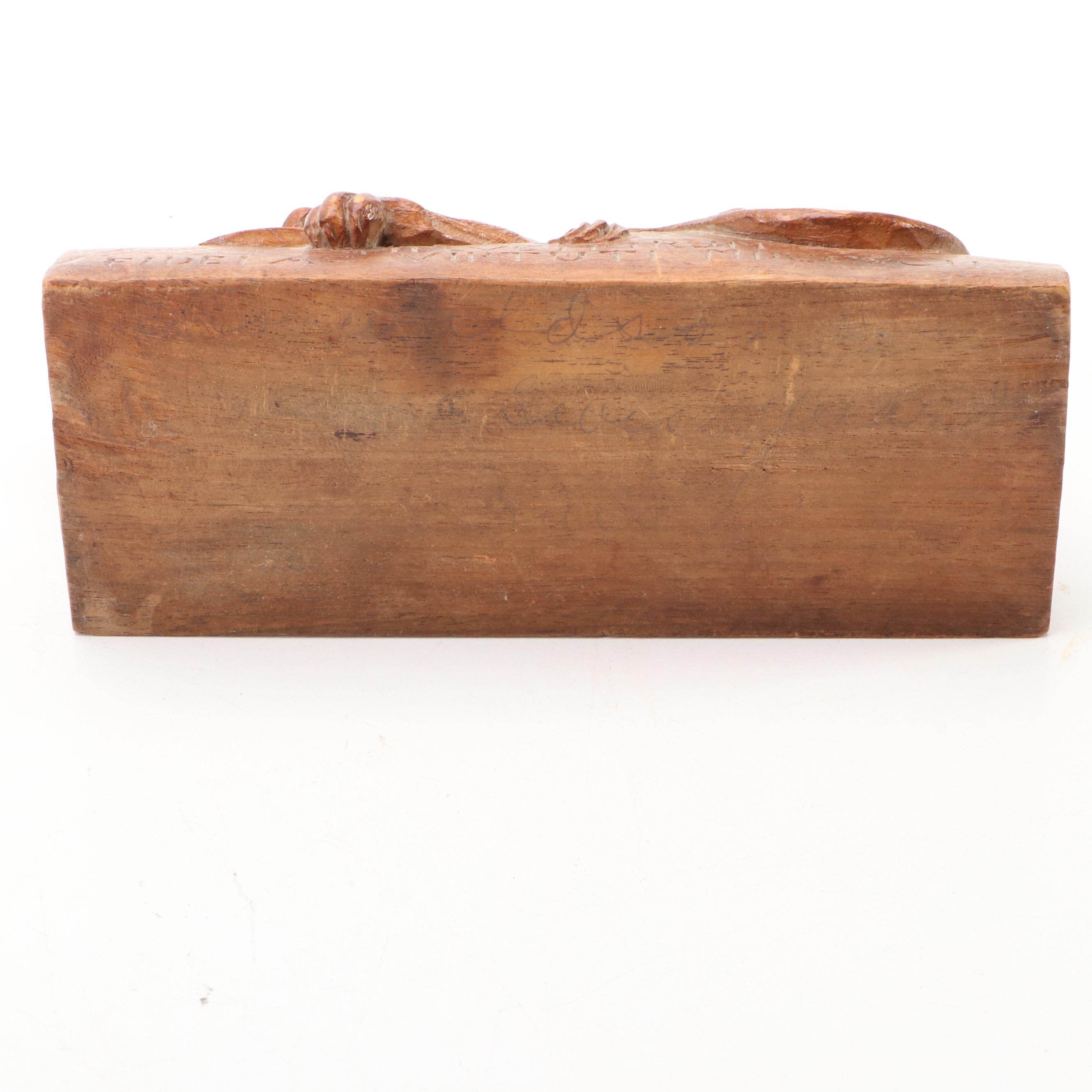 After Bertel Thorvaldsen Carved Wood Sculpture "Lion of Lucerne"