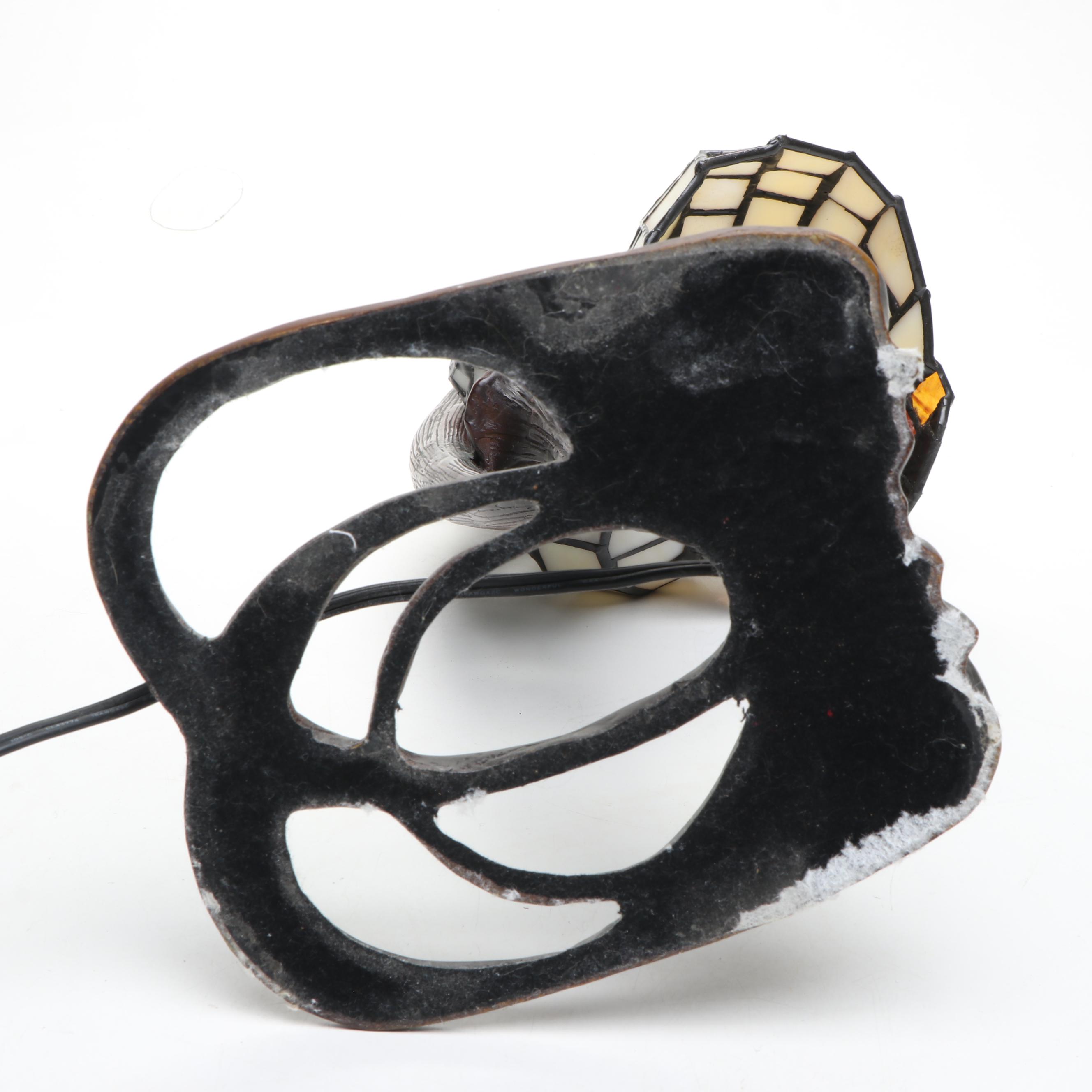 Mermaid Bronzed Metal Lamp & Slag Glass Shell Shade After Gustav Gurschner