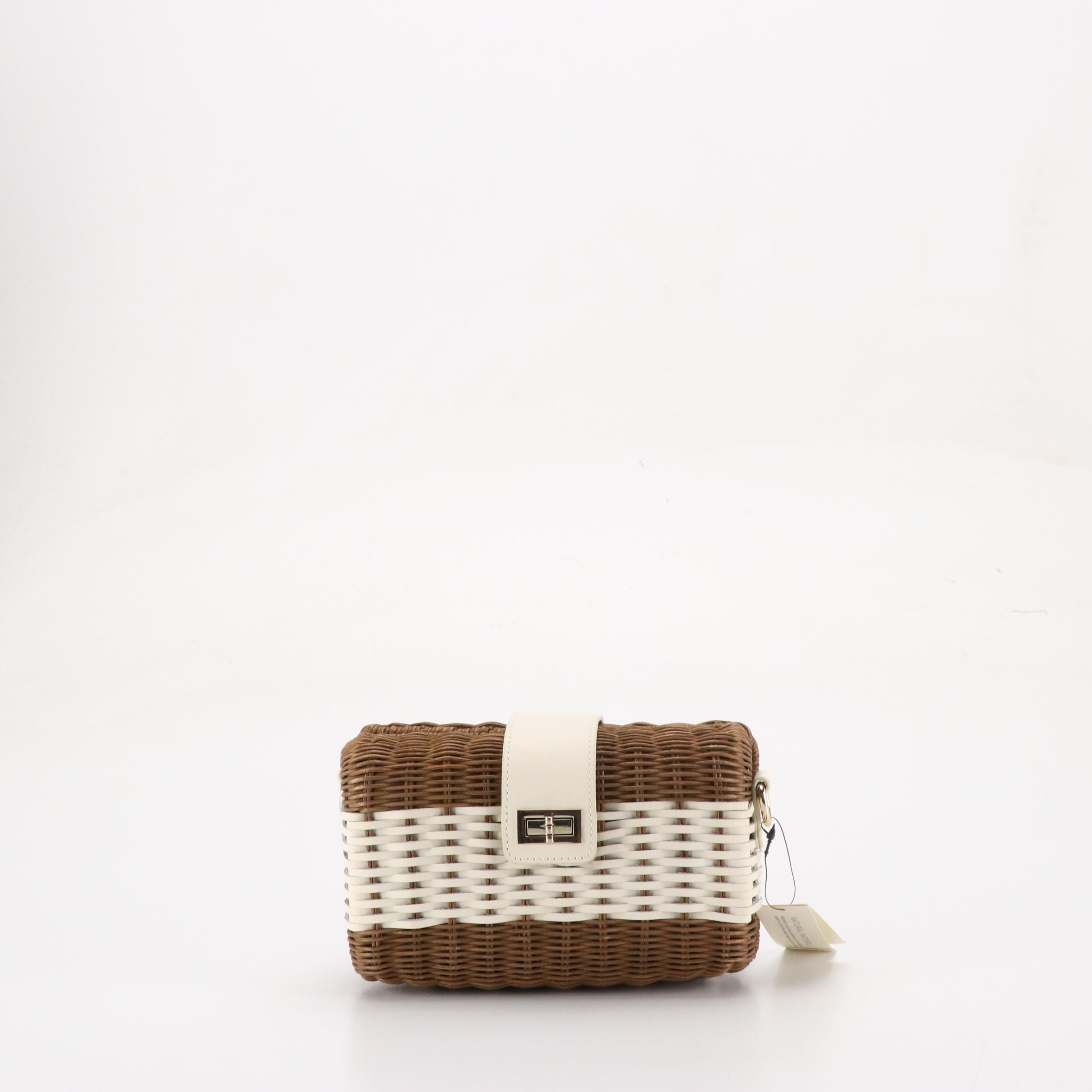 Talbots Domed Croc Embossed Leather Chain Strap Bag and Rattan Woven Bags