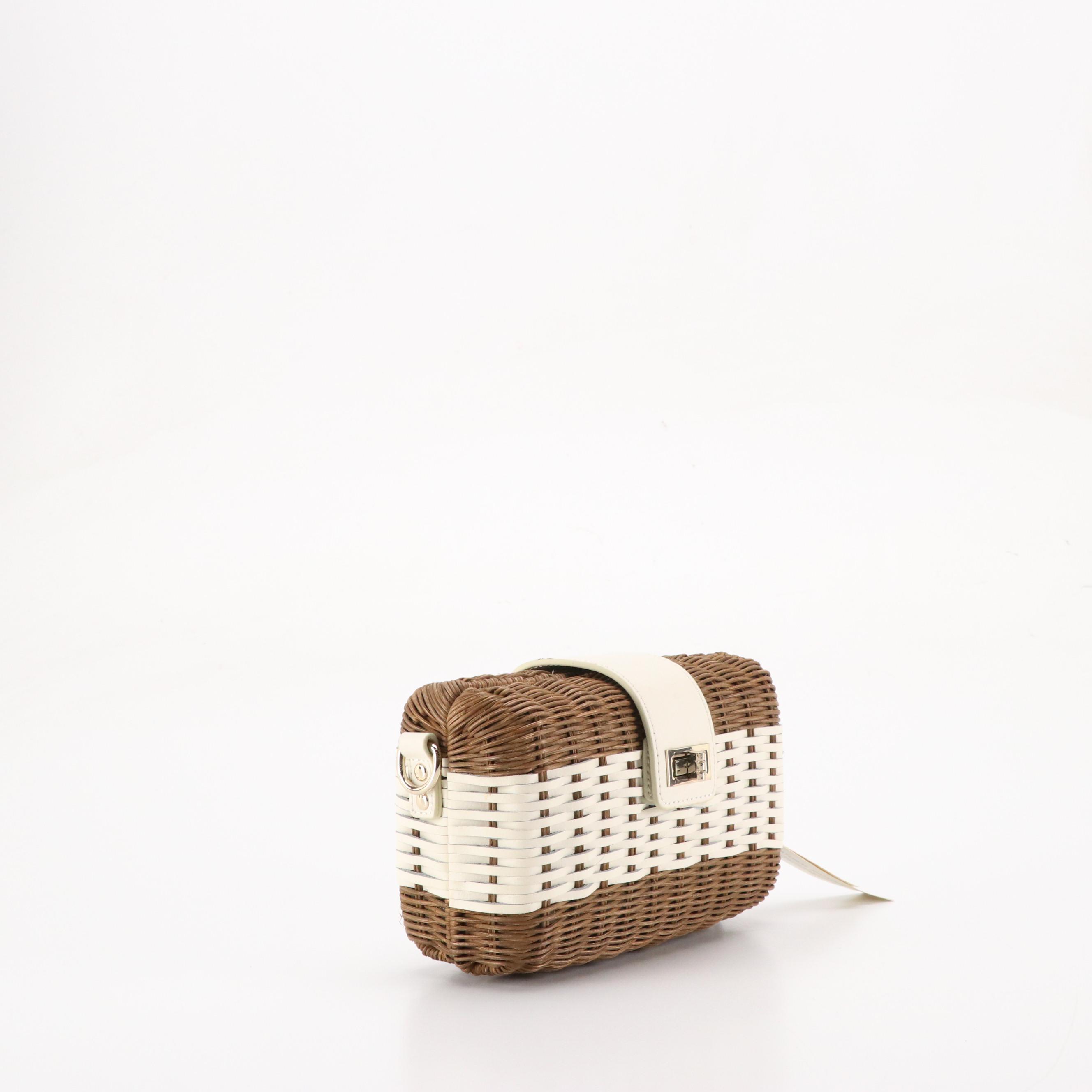 Talbots Domed Croc Embossed Leather Chain Strap Bag and Rattan Woven Bags