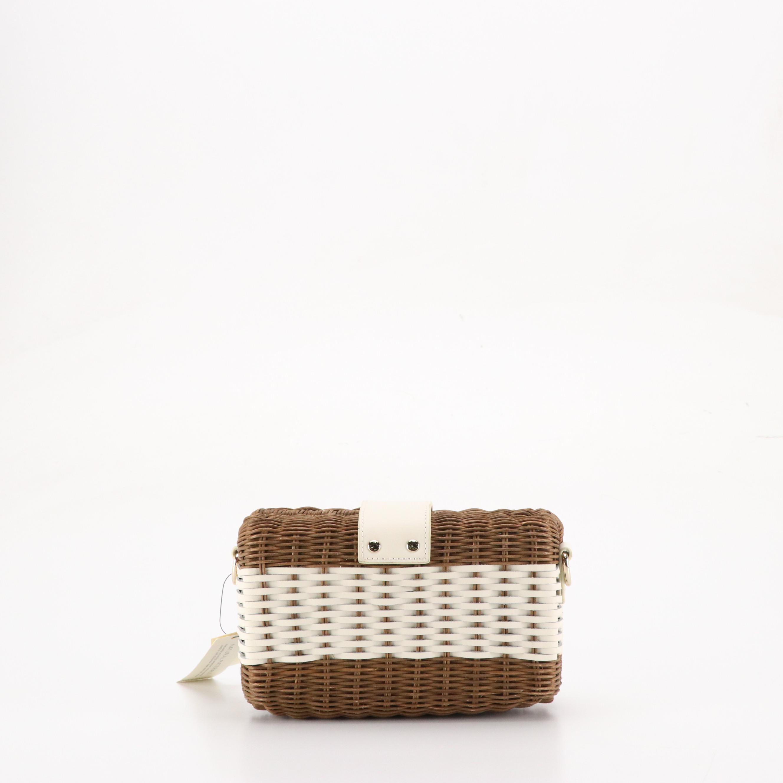 Talbots Domed Croc Embossed Leather Chain Strap Bag and Rattan Woven Bags