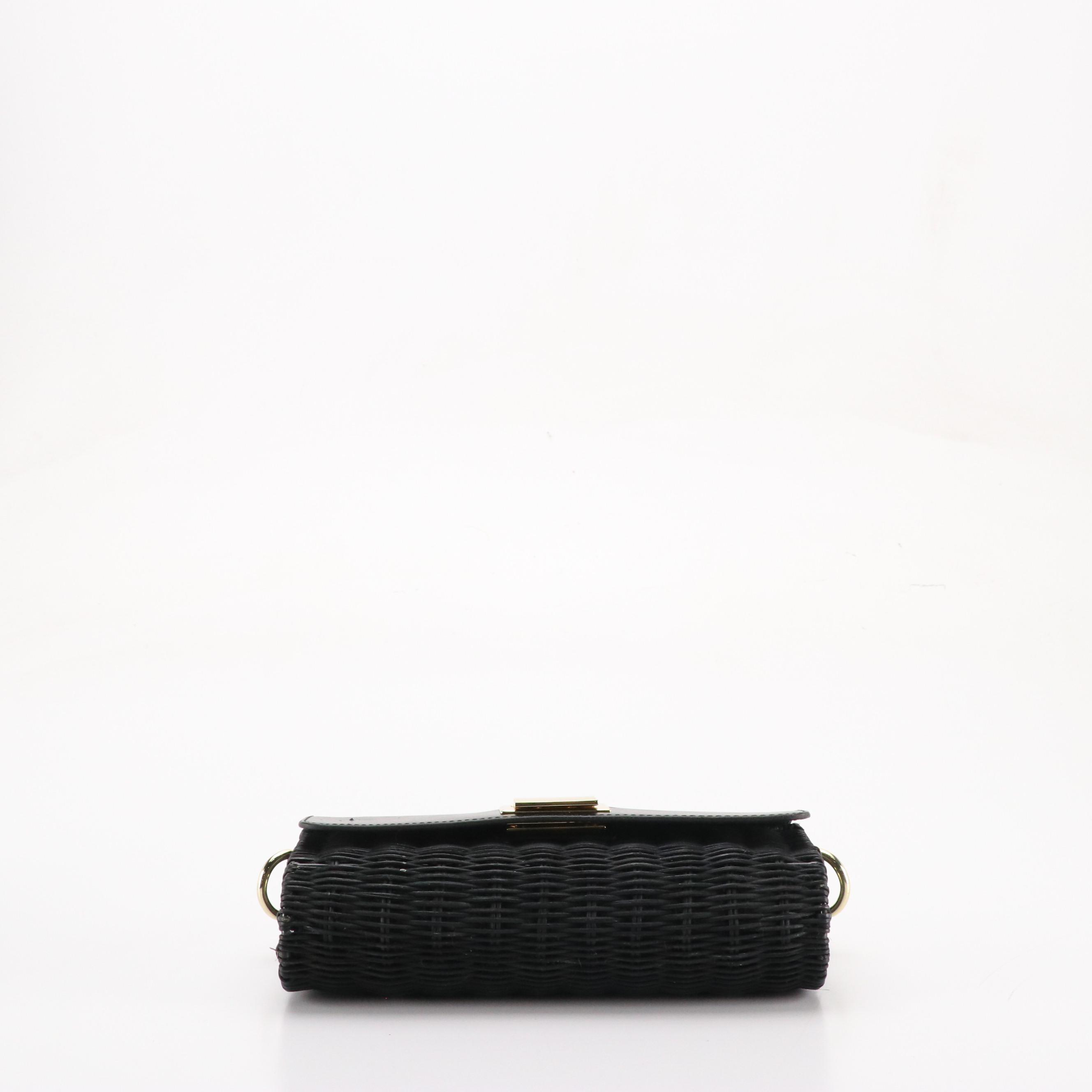 Talbots Domed Croc Embossed Leather Chain Strap Bag and Rattan Woven Bags