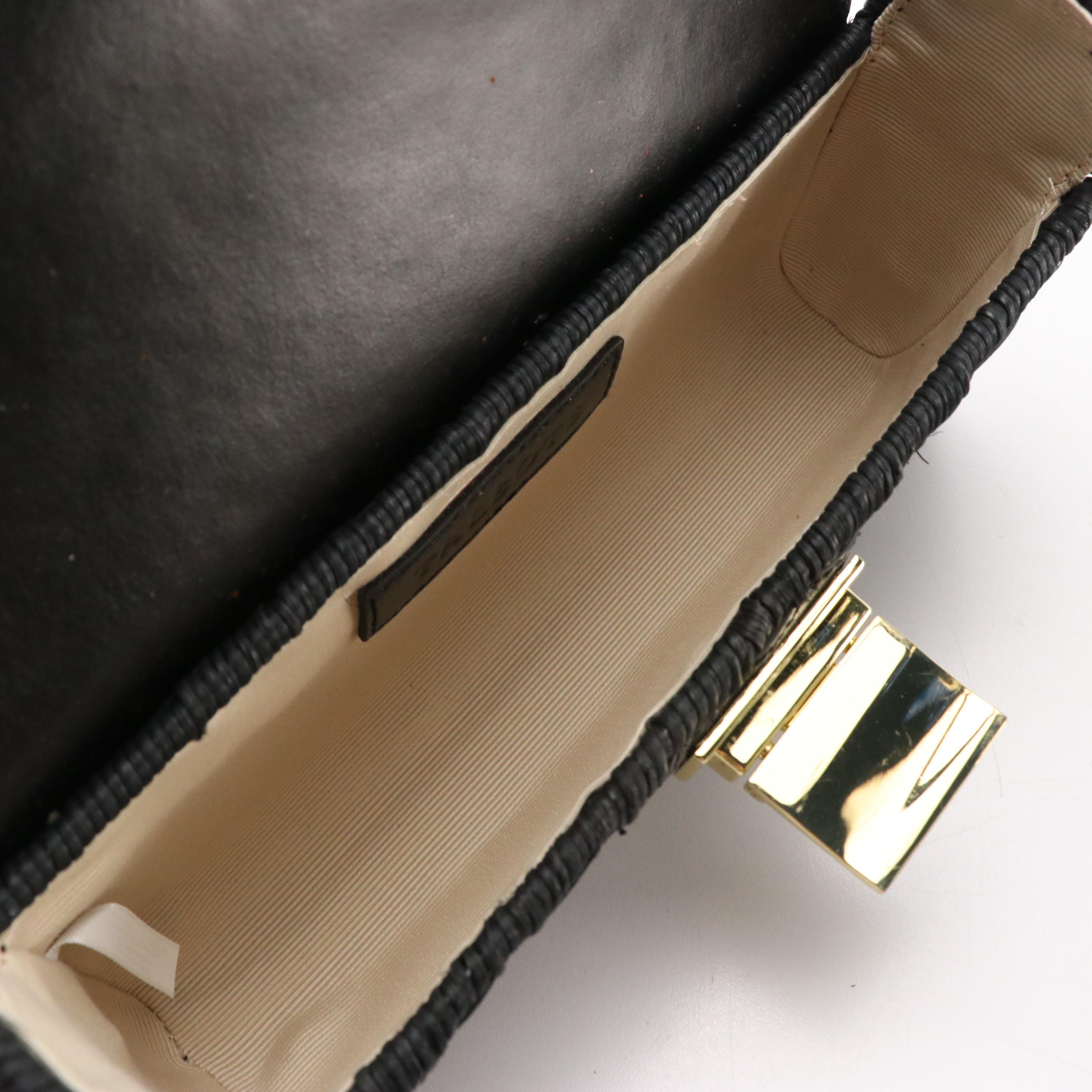 Talbots Domed Croc Embossed Leather Chain Strap Bag and Rattan Woven Bags