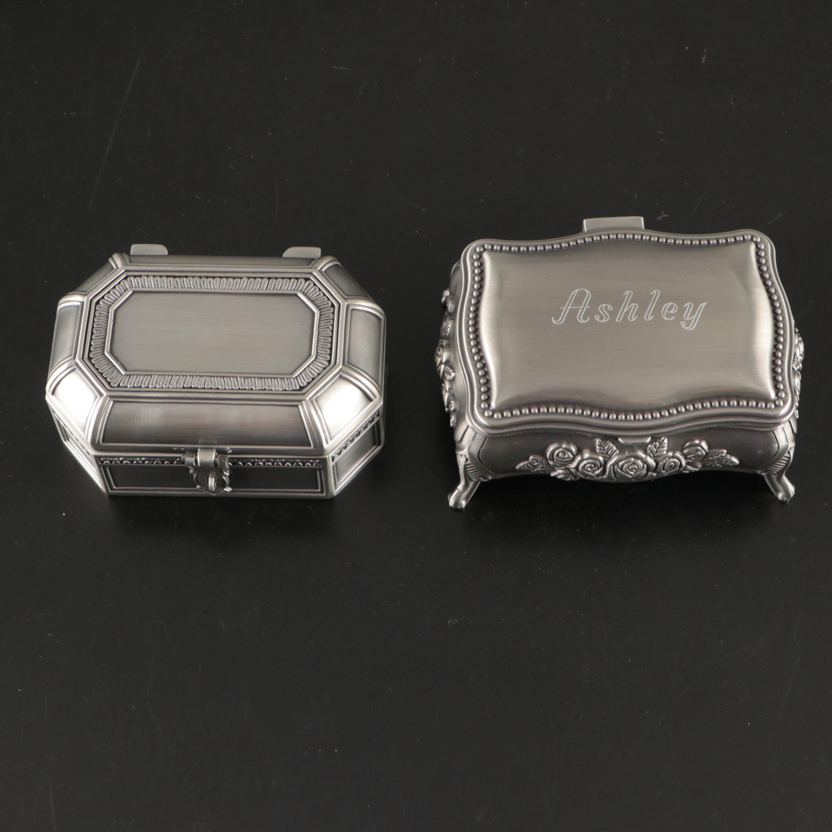 Assortment of Metal Jewelry Display Boxes and Coin Banks