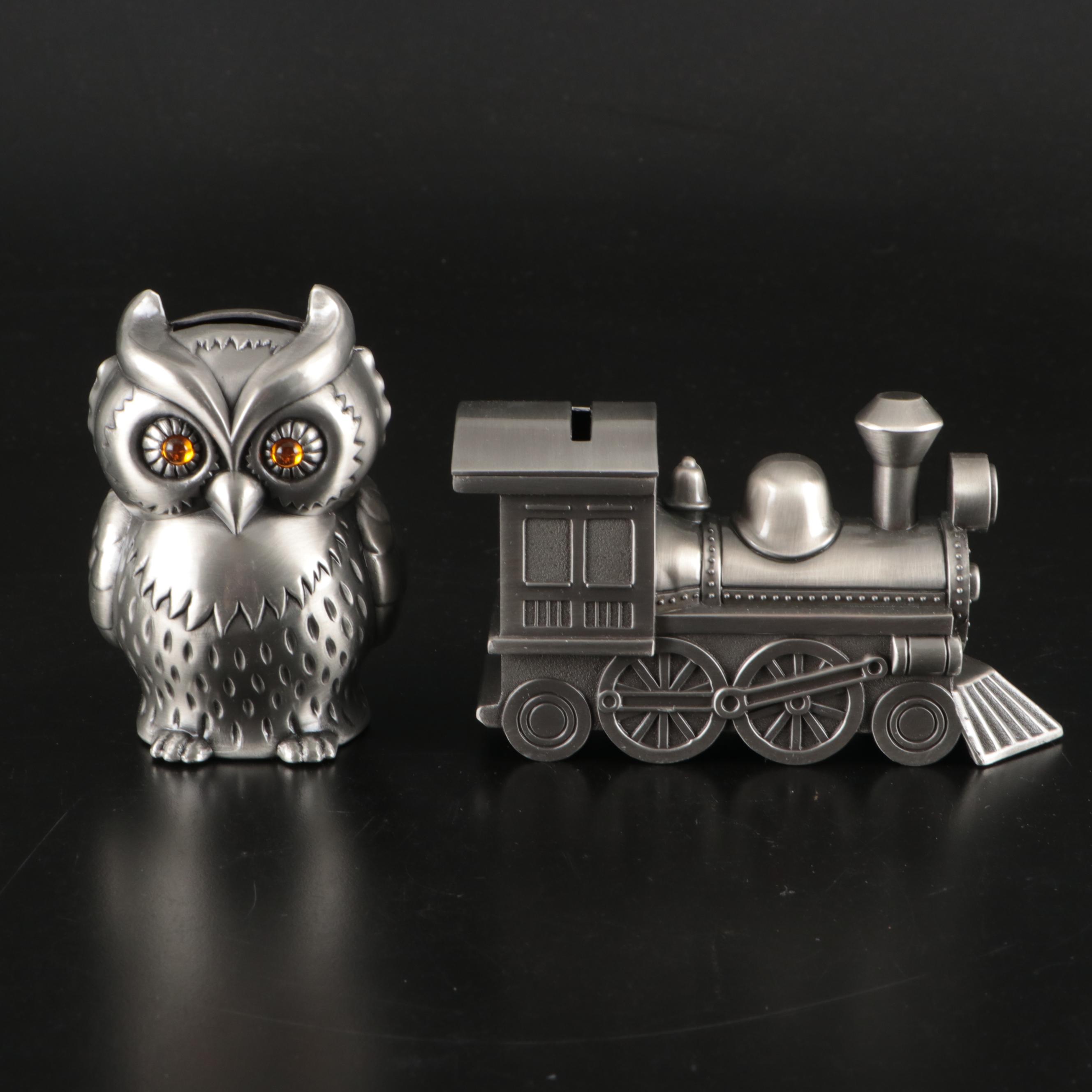 Assortment of Metal Jewelry Display Boxes and Coin Banks