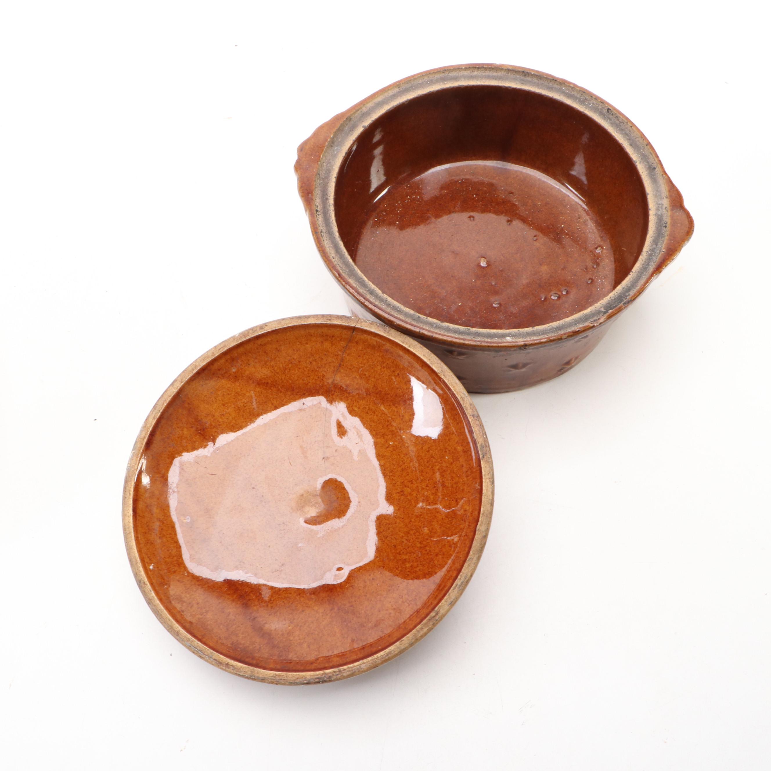 McCoy American Eagle Ceramic Lidded Casserole Dishes, 1940s-1950s