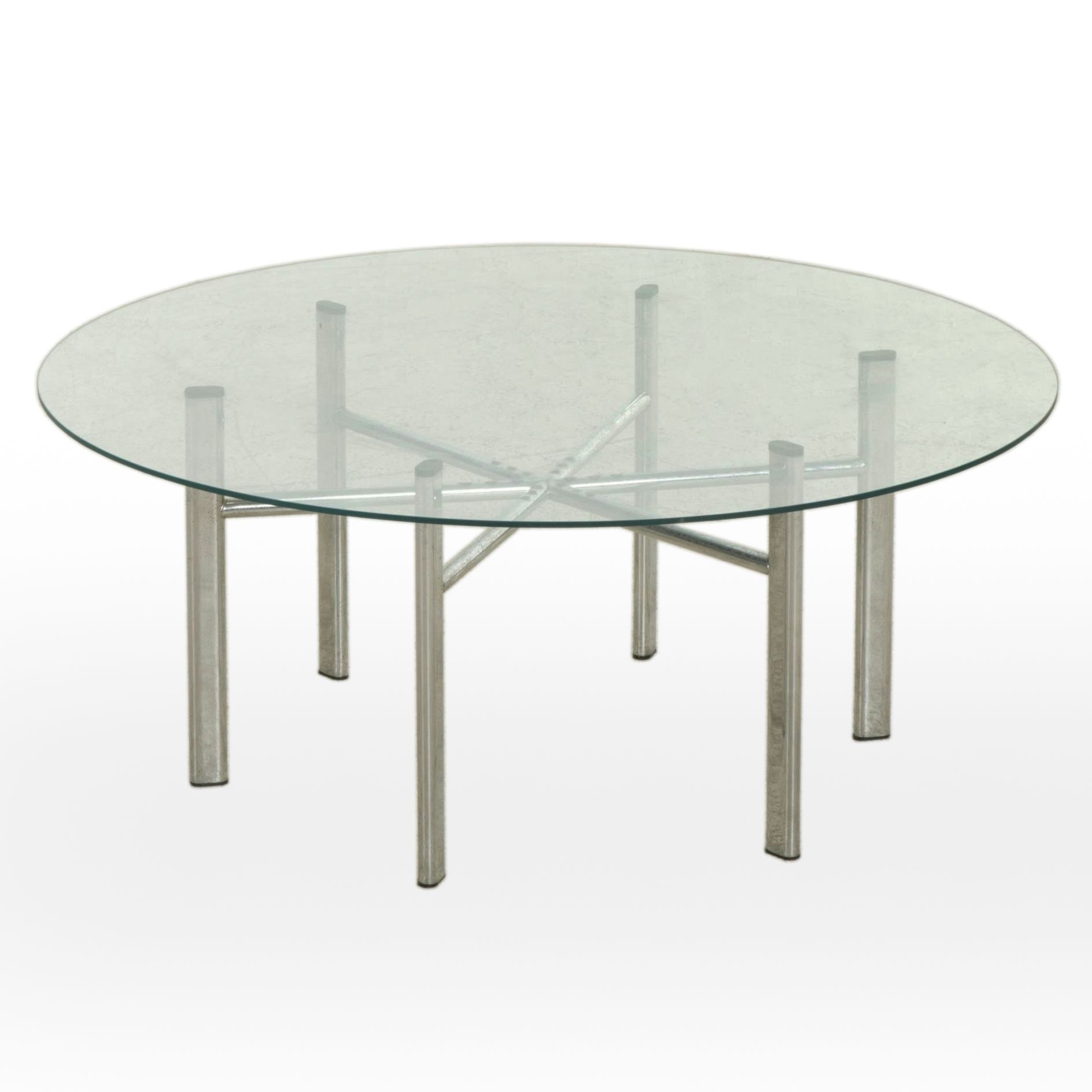 Mid Century Modern Glass-Top Chrome Coffee Table