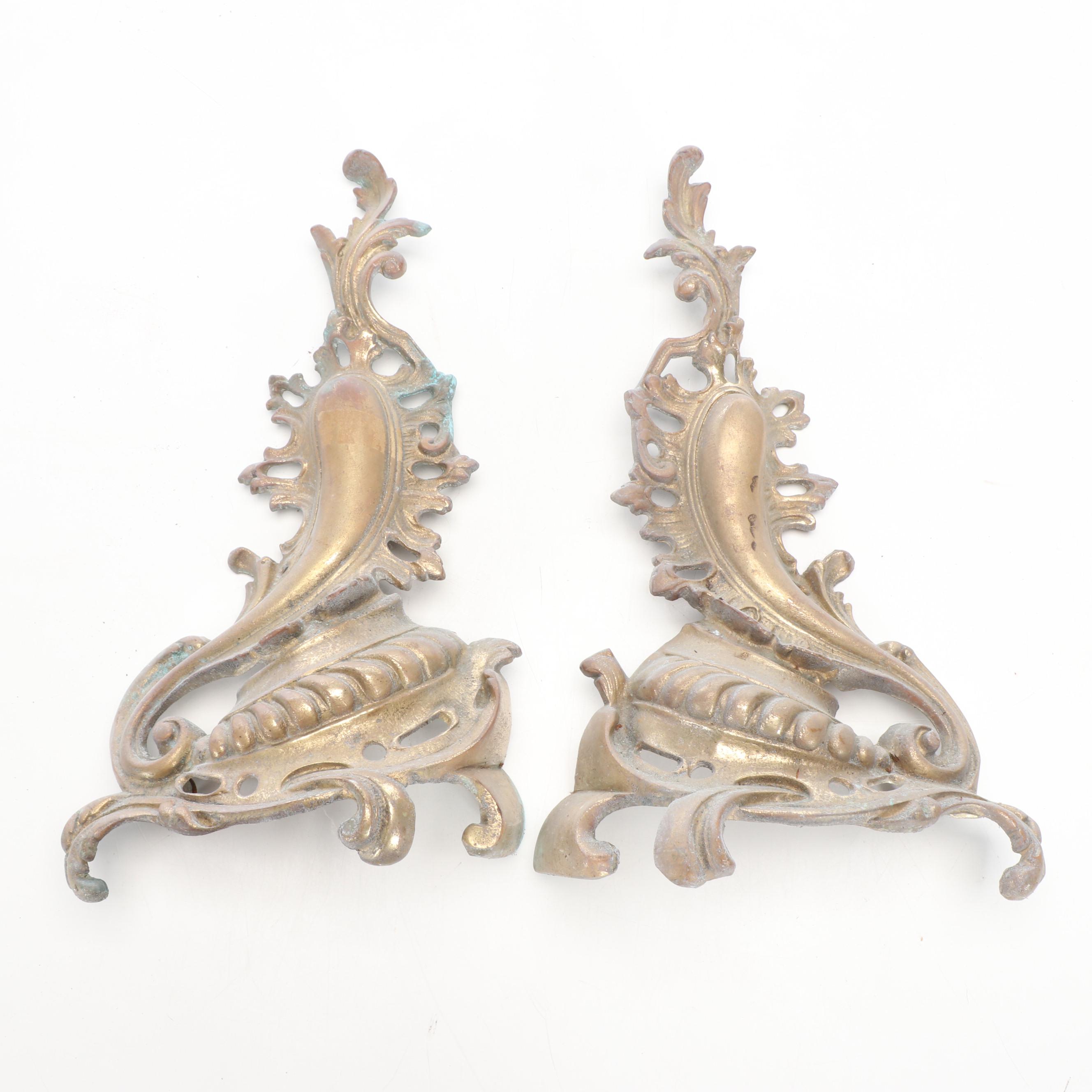Rococo Revival Style Brass Andirons