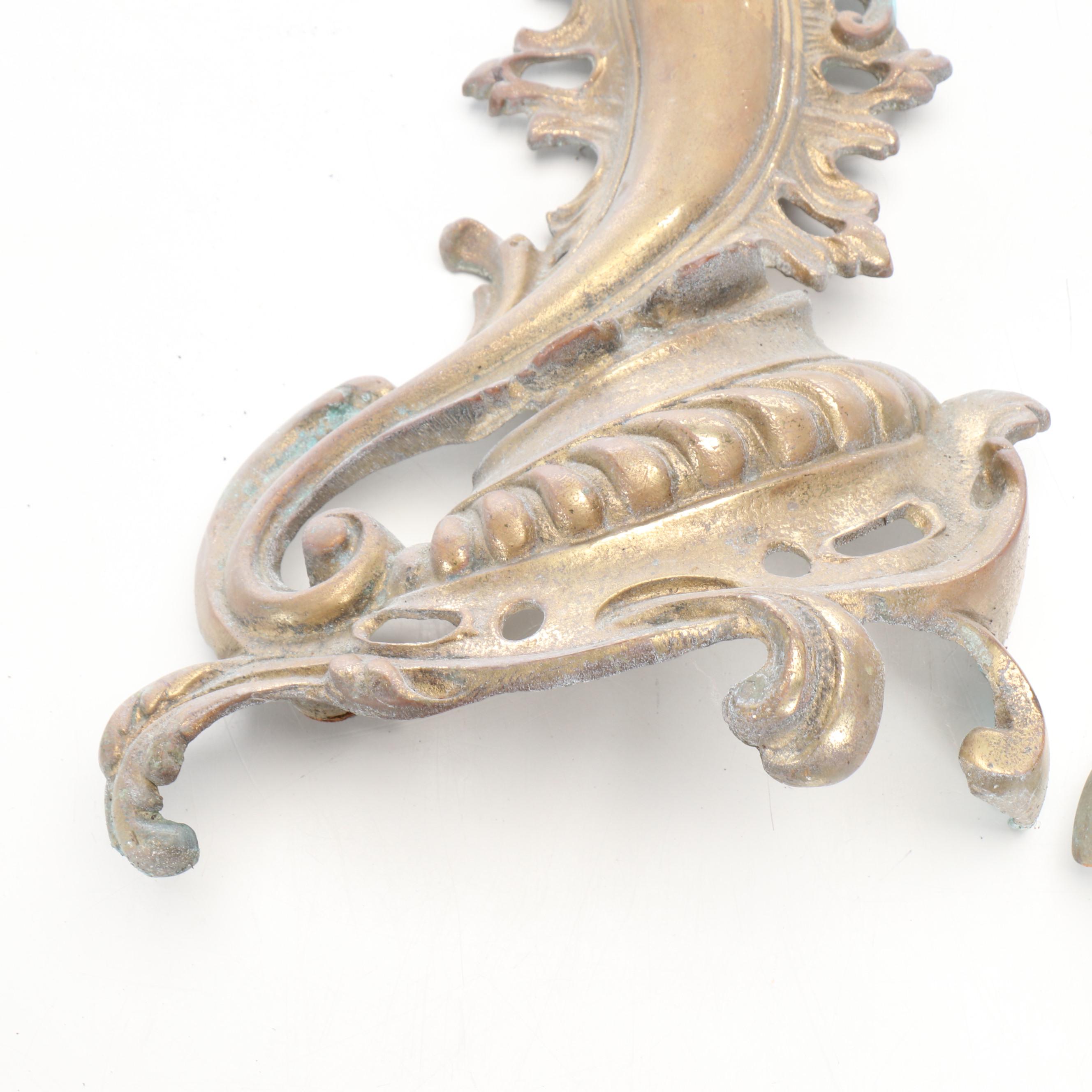 Rococo Revival Style Brass Andirons