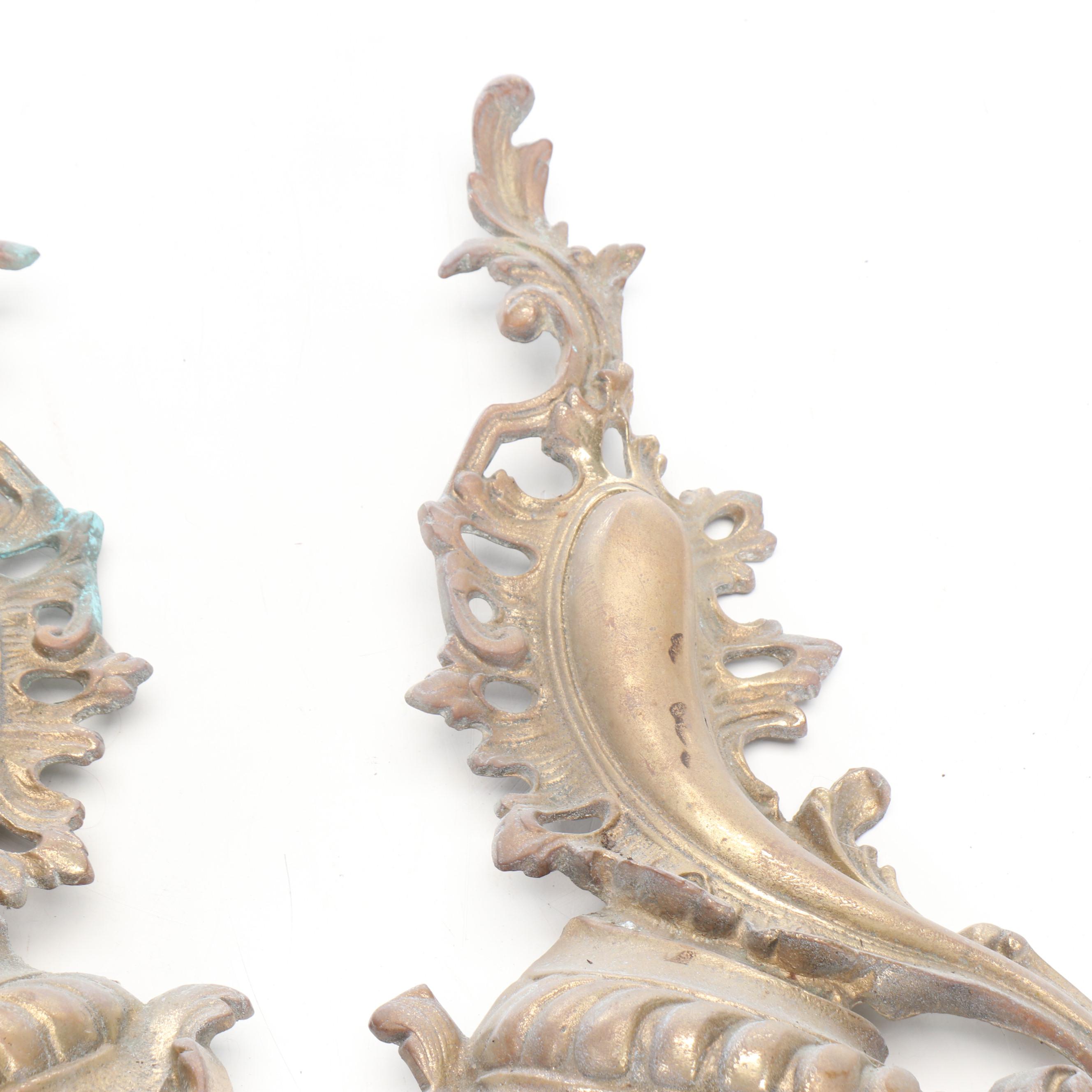 Rococo Revival Style Brass Andirons
