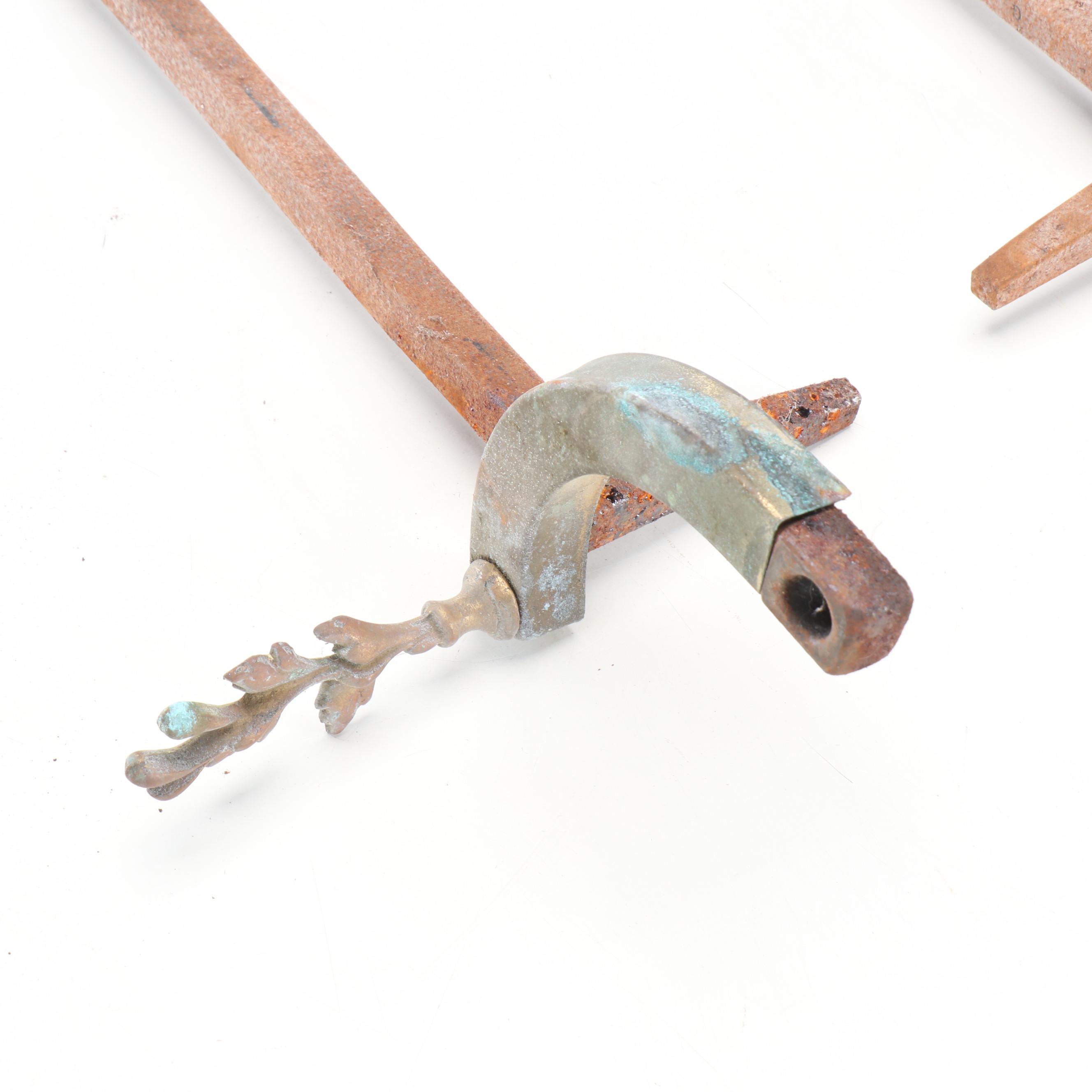 Rococo Revival Style Brass Andirons