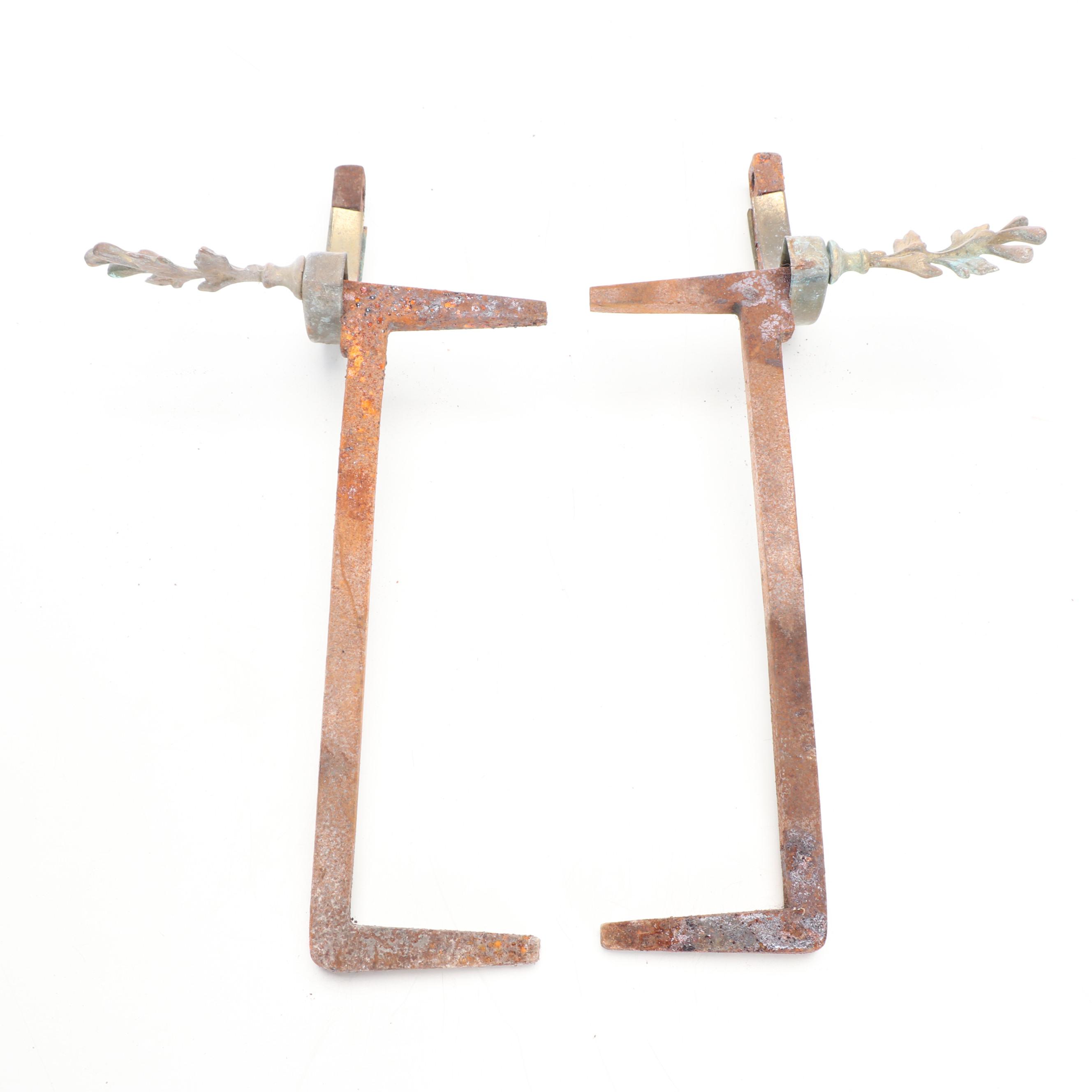 Rococo Revival Style Brass Andirons