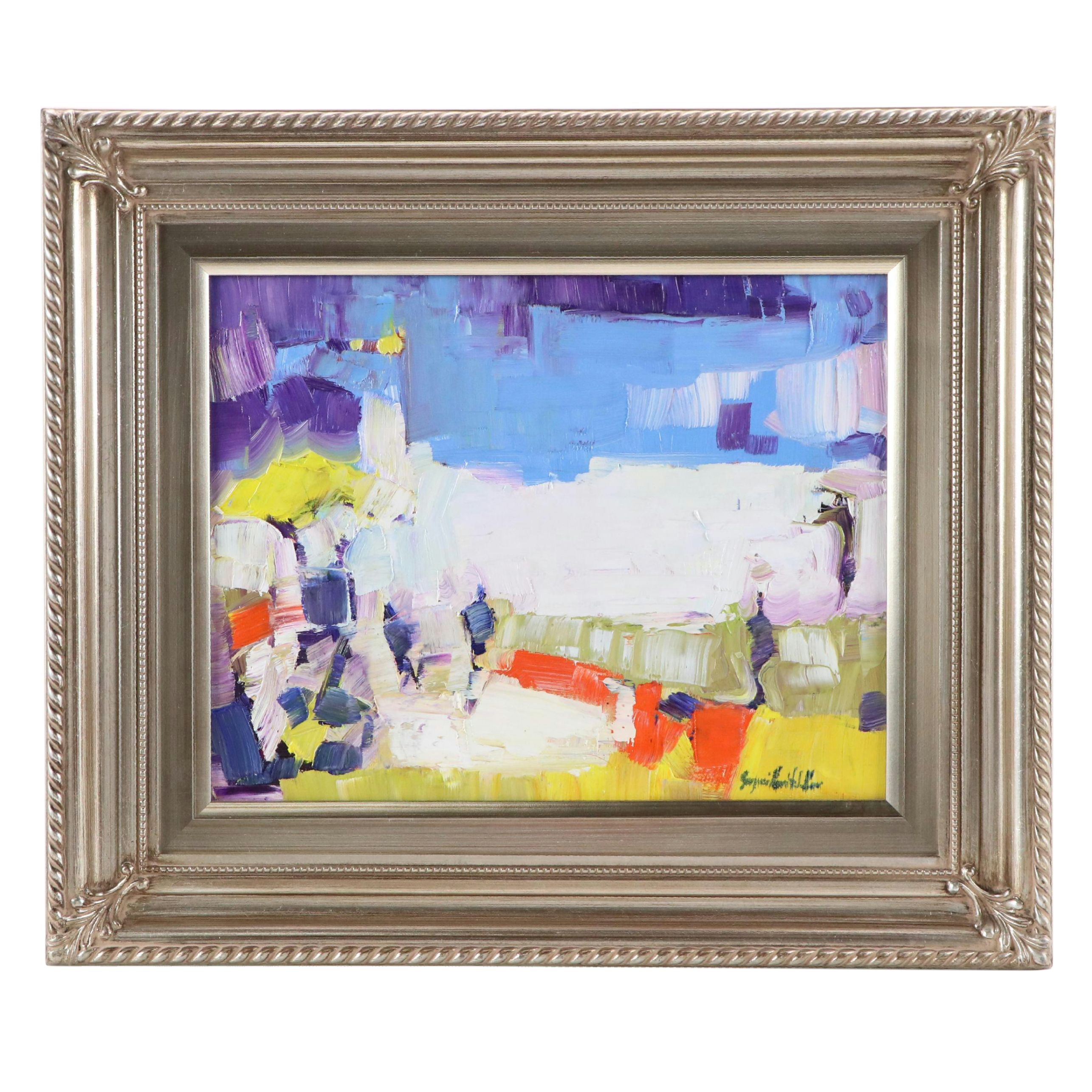 Serguei Novitchkov Stylized Landscape Oil Painting "Shimmer of Heat," 2025