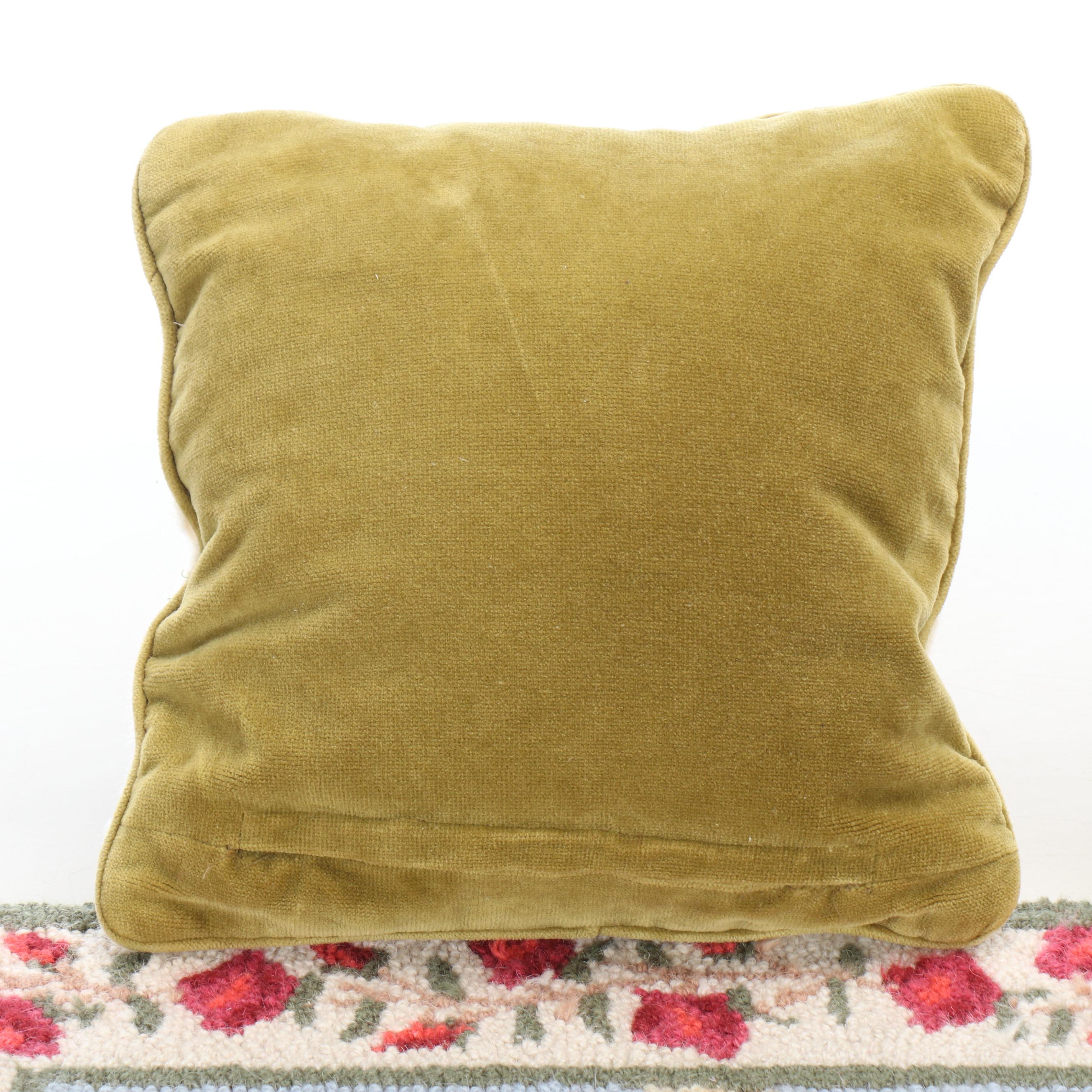 2' x 3'  French Style Hooked Rug with Hooked Wool and Needlepoint Throw Pillows