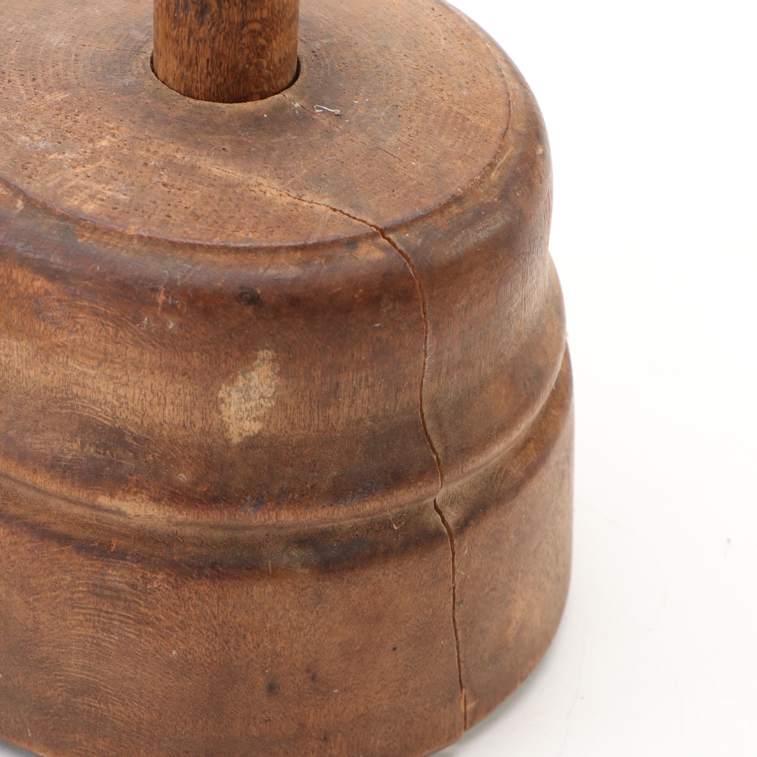 German Floral Ceramic Mold Bowl with Handcrafted Rustic Wood Butter Molds