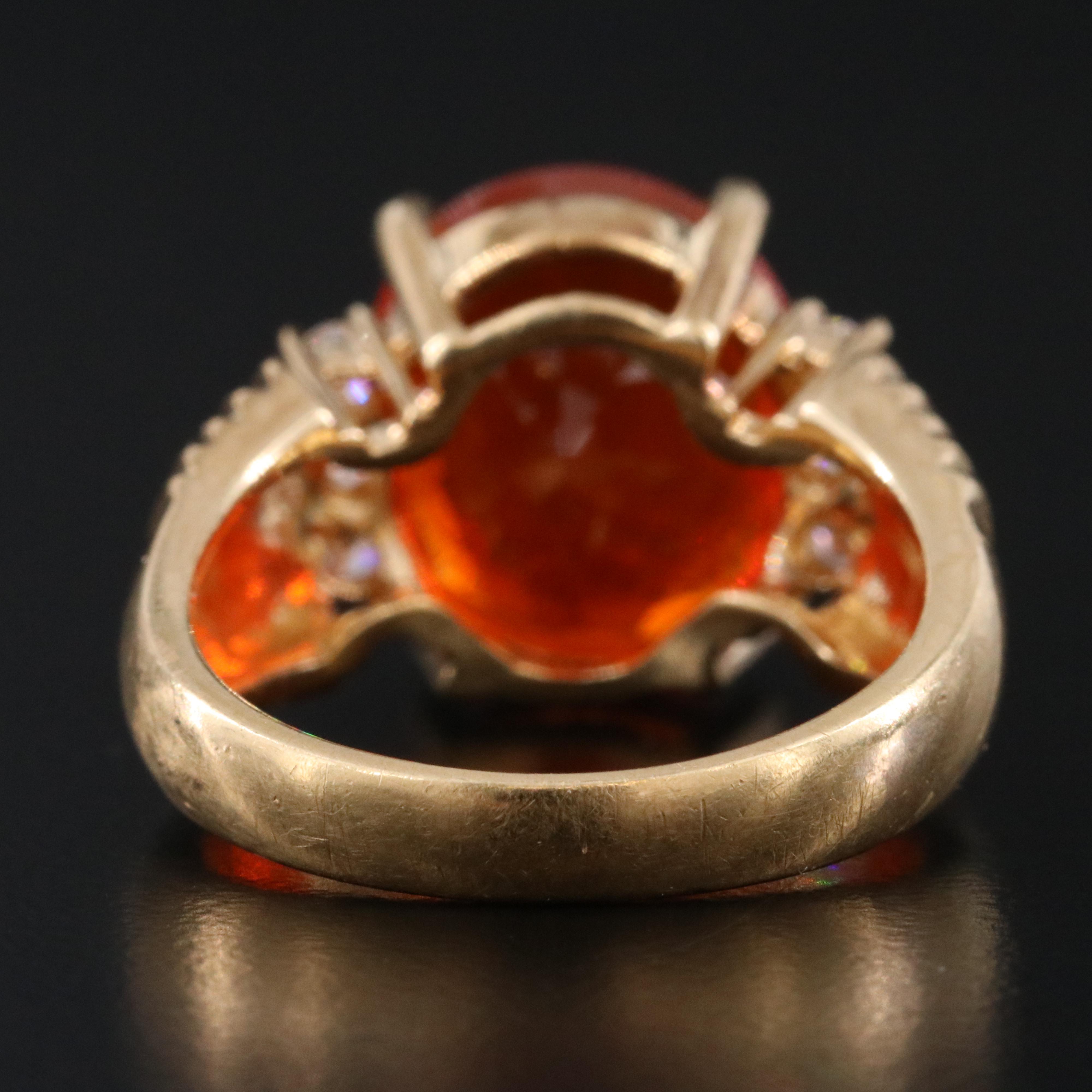 18K Fire Opal and Diamond Ring