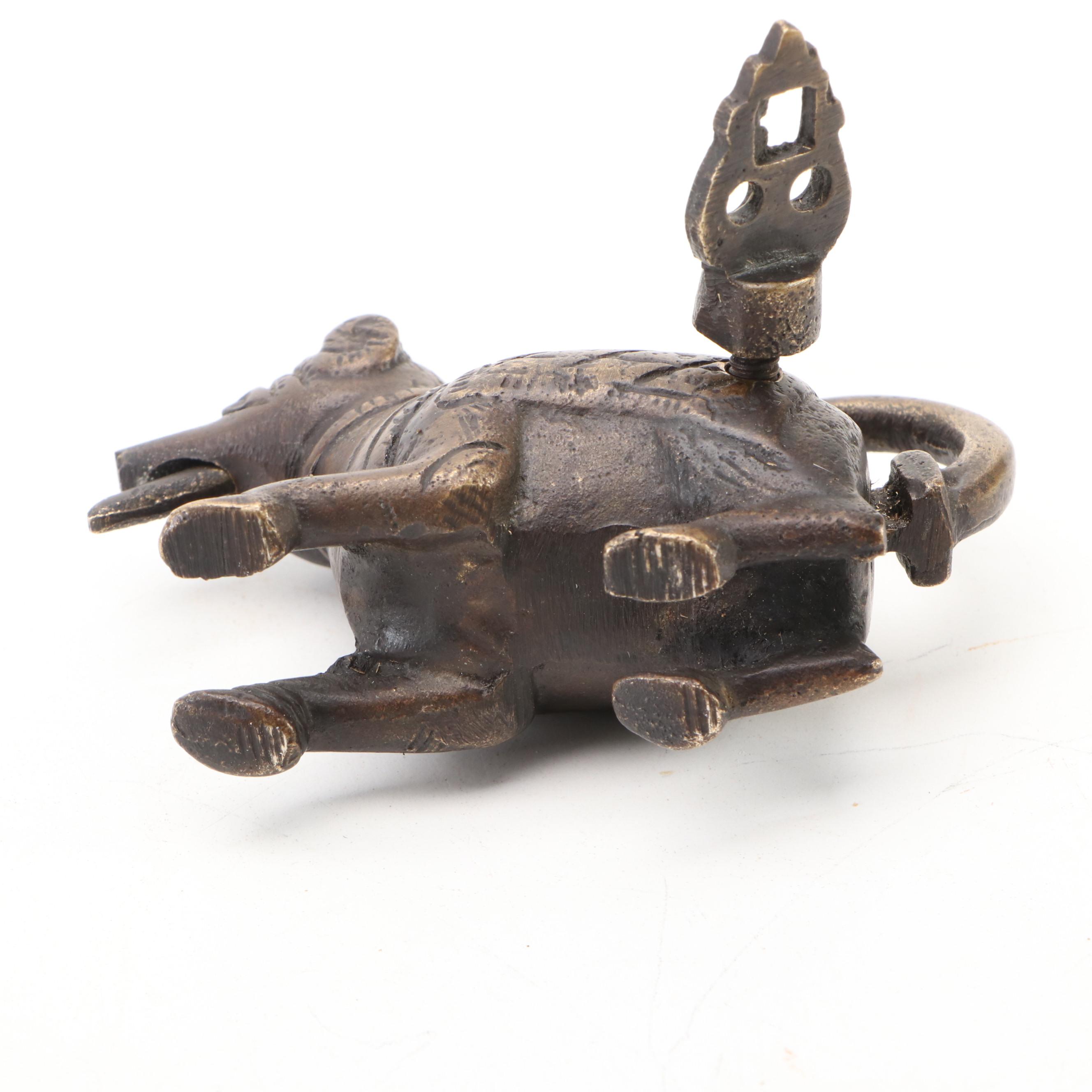 Indian Brass Mongoose Figural Shackle Lock