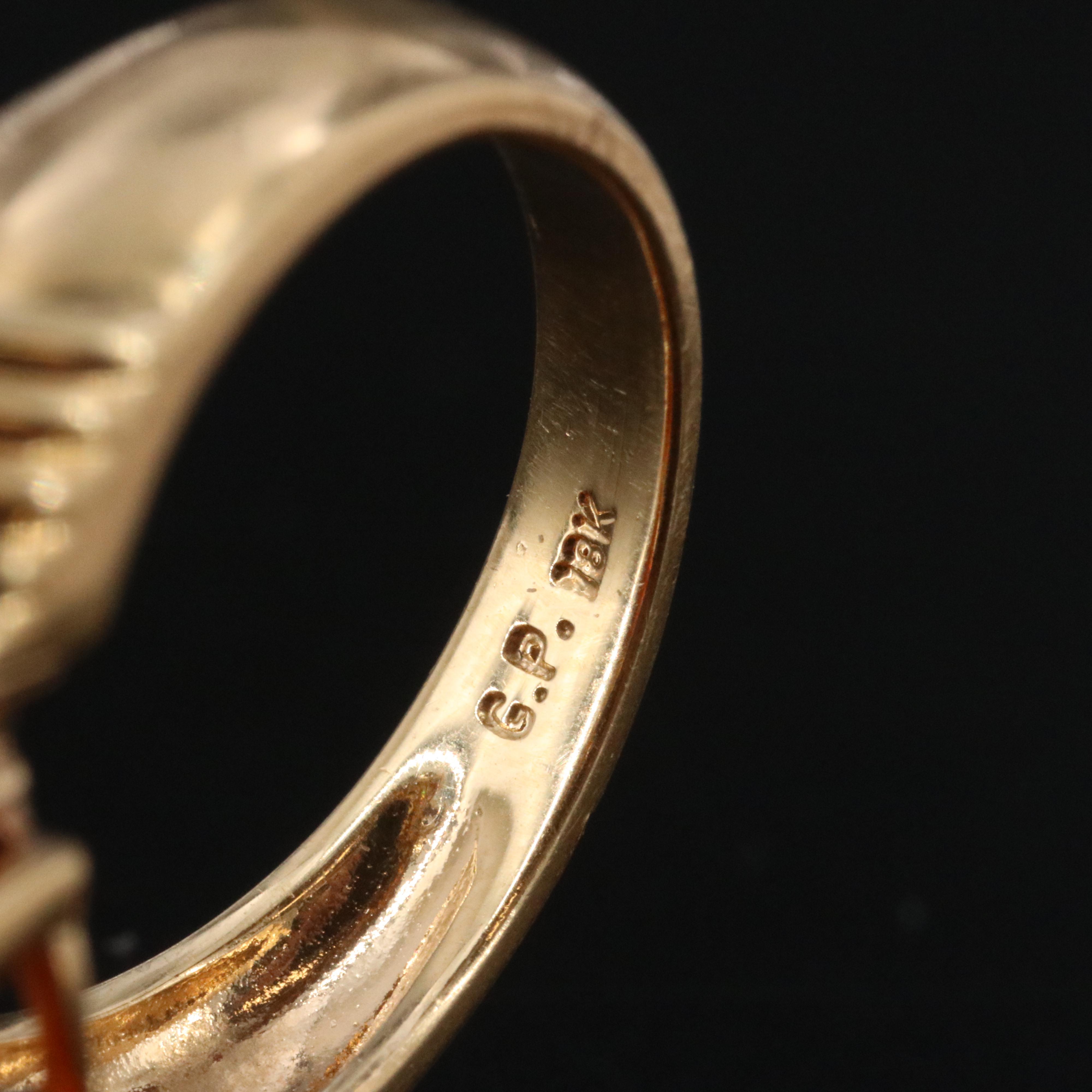 18K Fire Opal and Diamond Ring