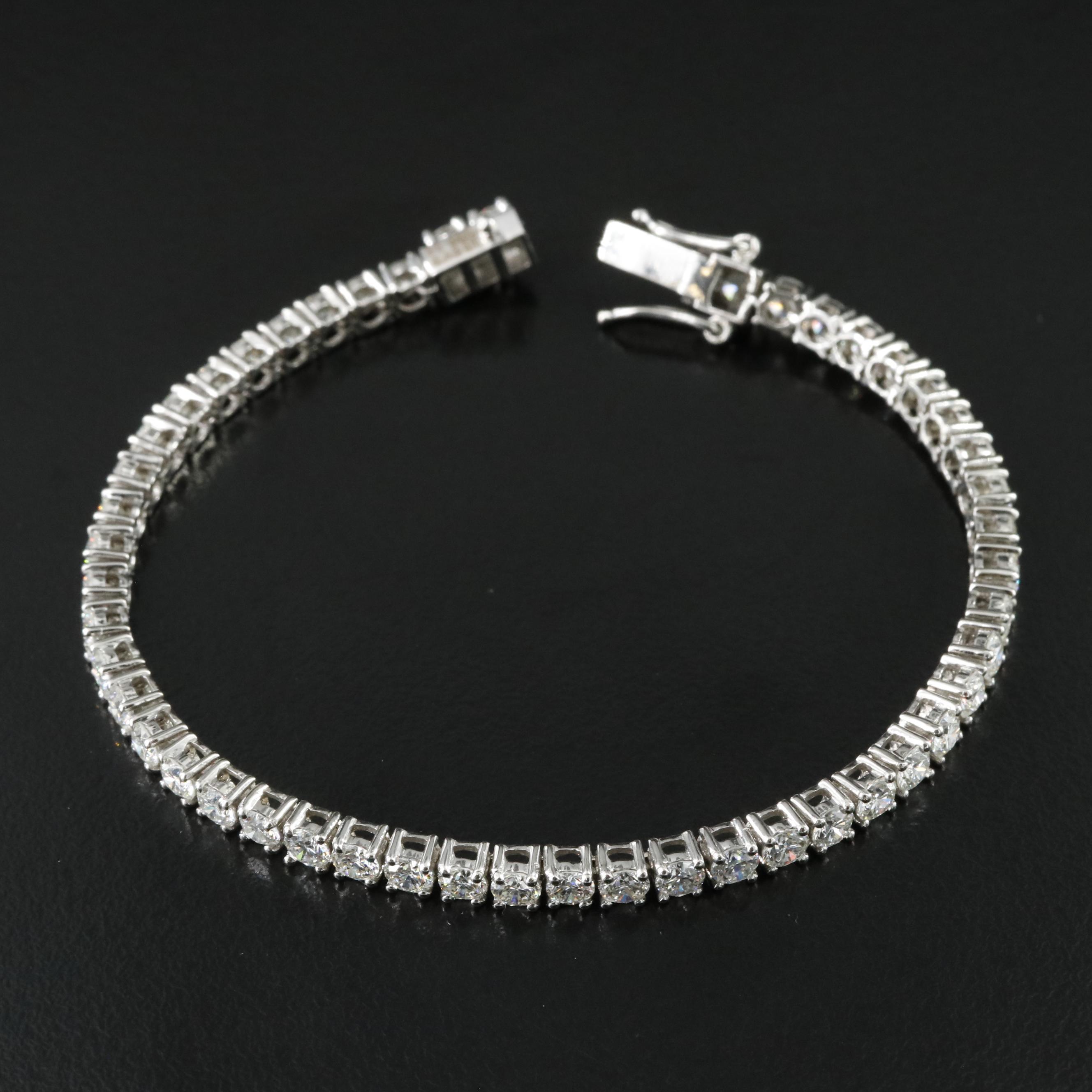 Platinum 6.43 CTW Diamond Line Bracelet