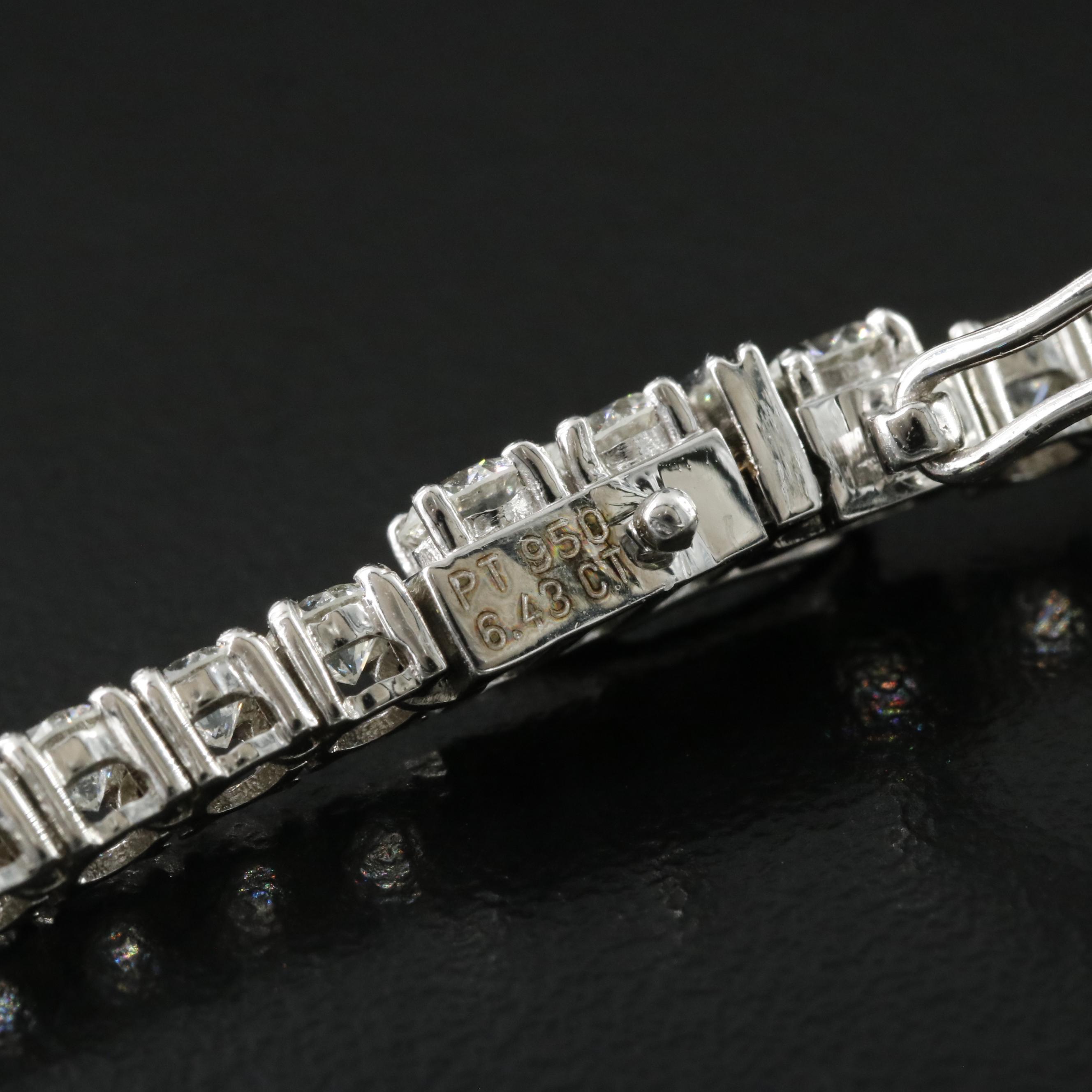 Platinum 6.43 CTW Diamond Line Bracelet