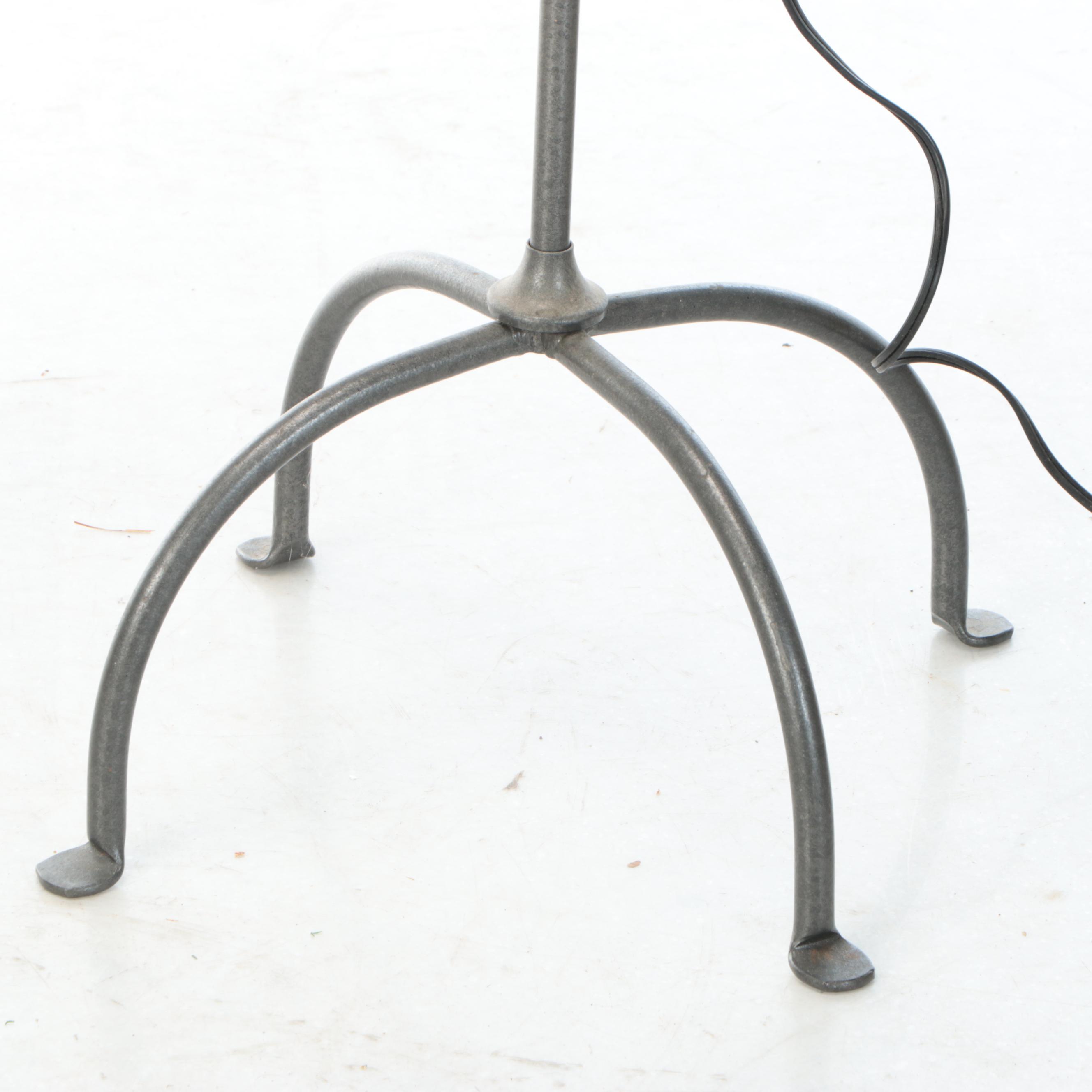 Colonial Revival Style Wrought Iron Floor Lamps