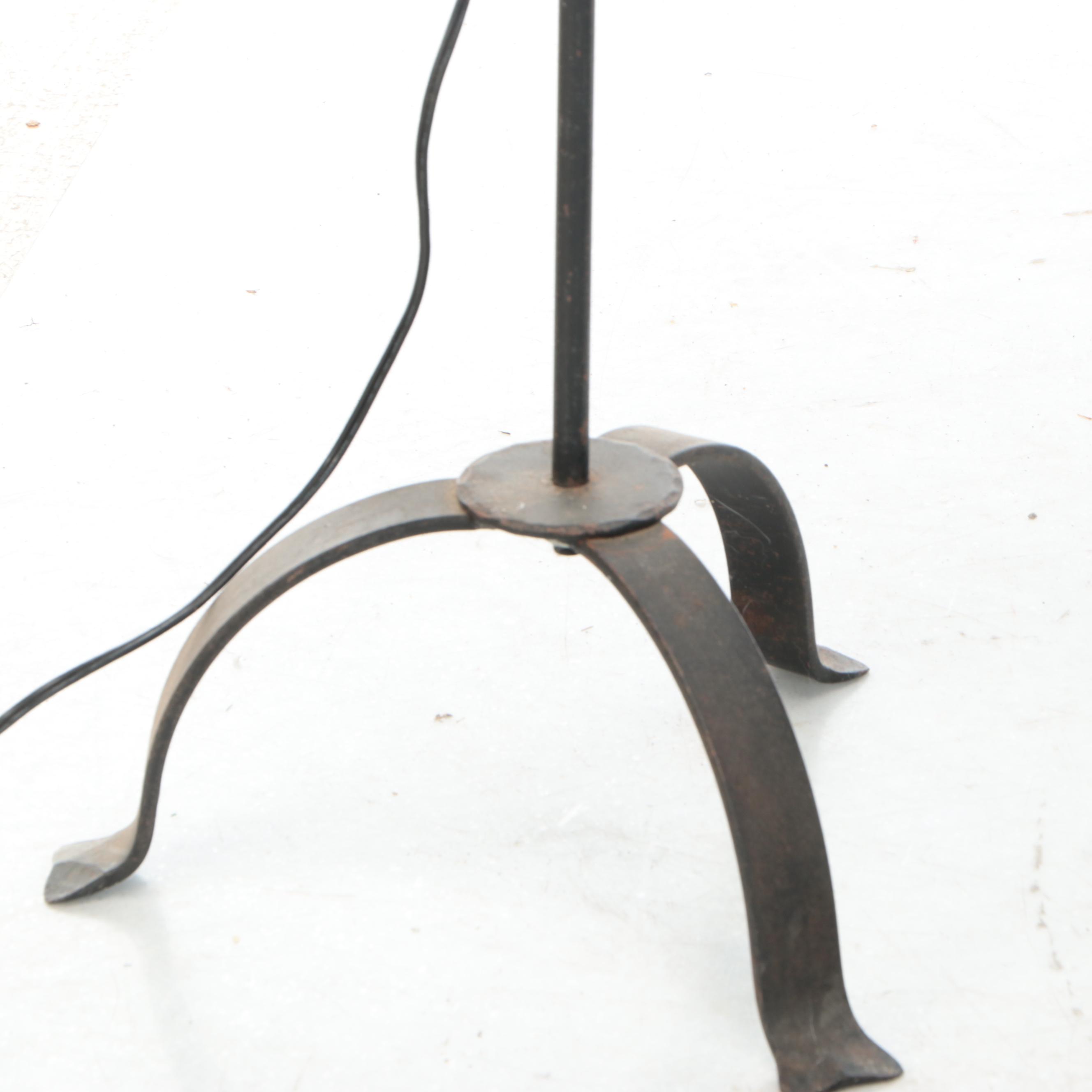 Colonial Revival Style Wrought Iron Floor Lamps